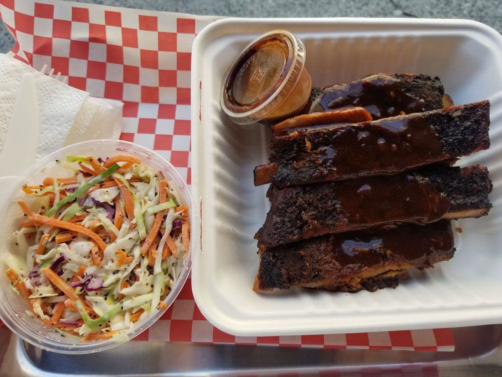 Ribs and coleslaw at Hole in the Wall Bbq in Seattle