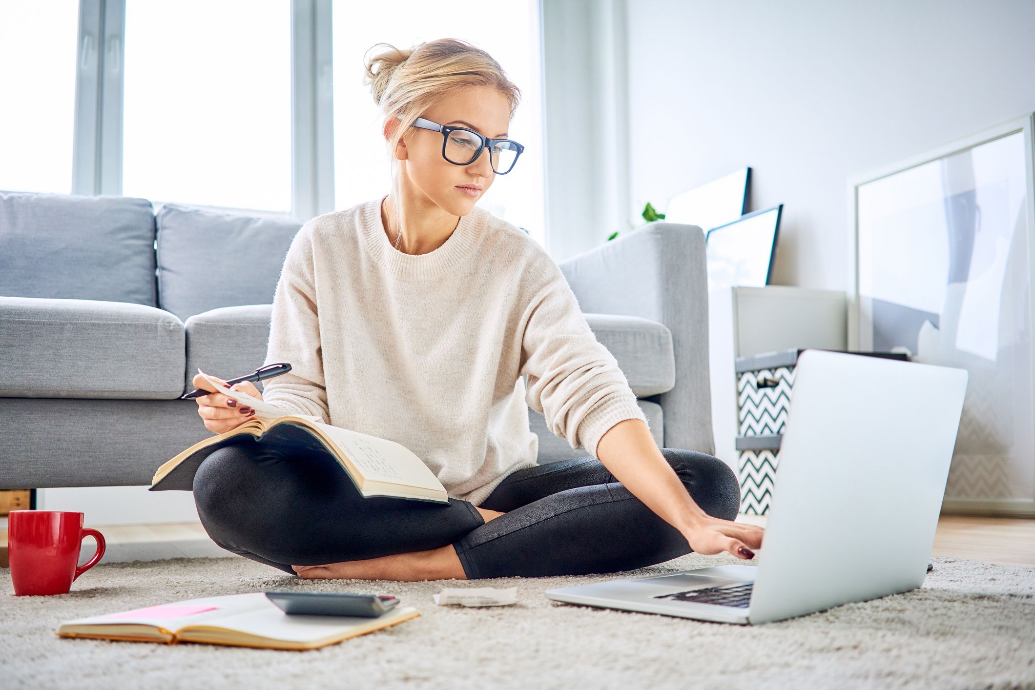 Woman using laptop
