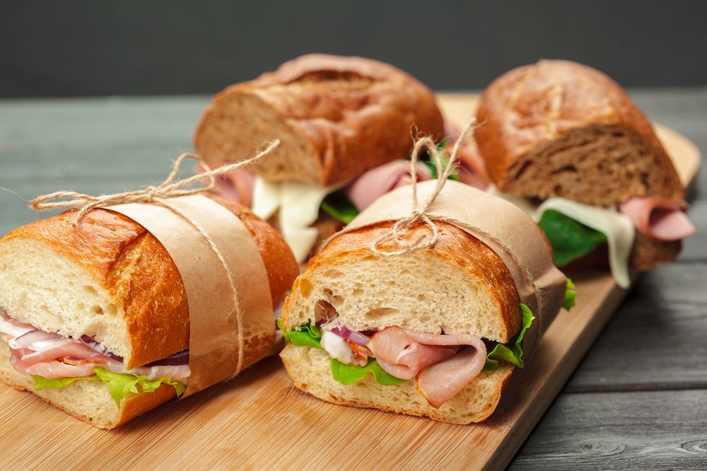 sandwich on a wooden table