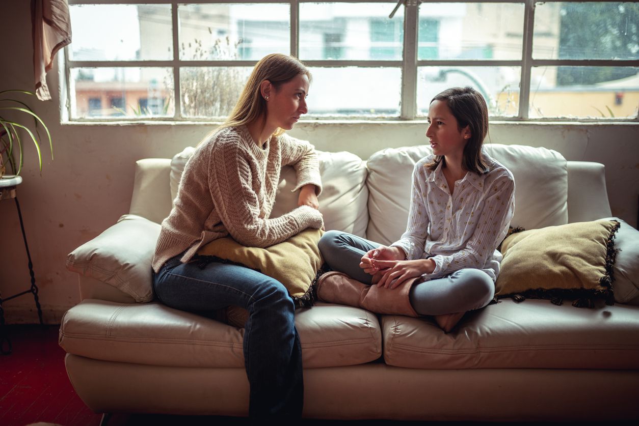 mother daughter talking