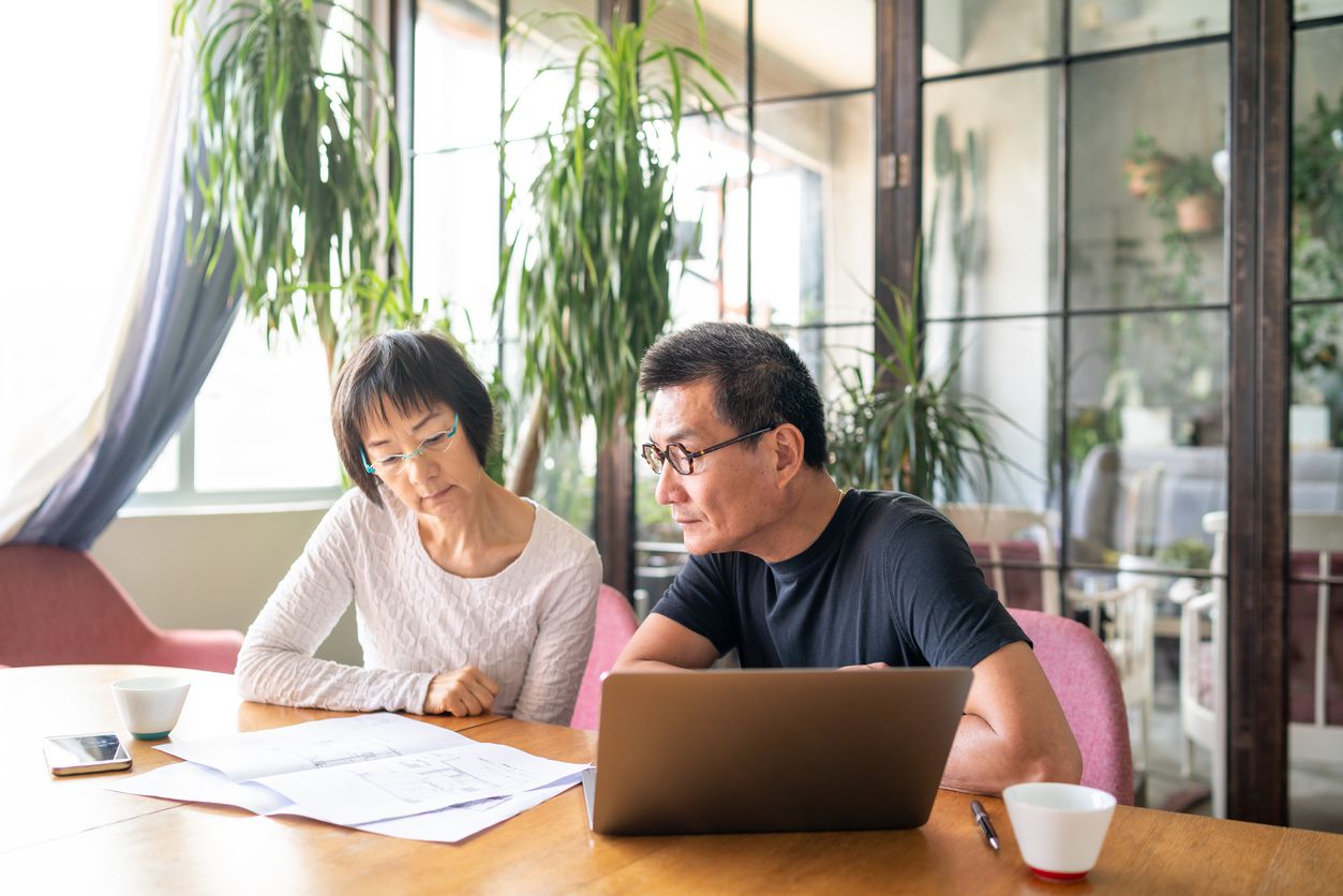 couple reviewing documents