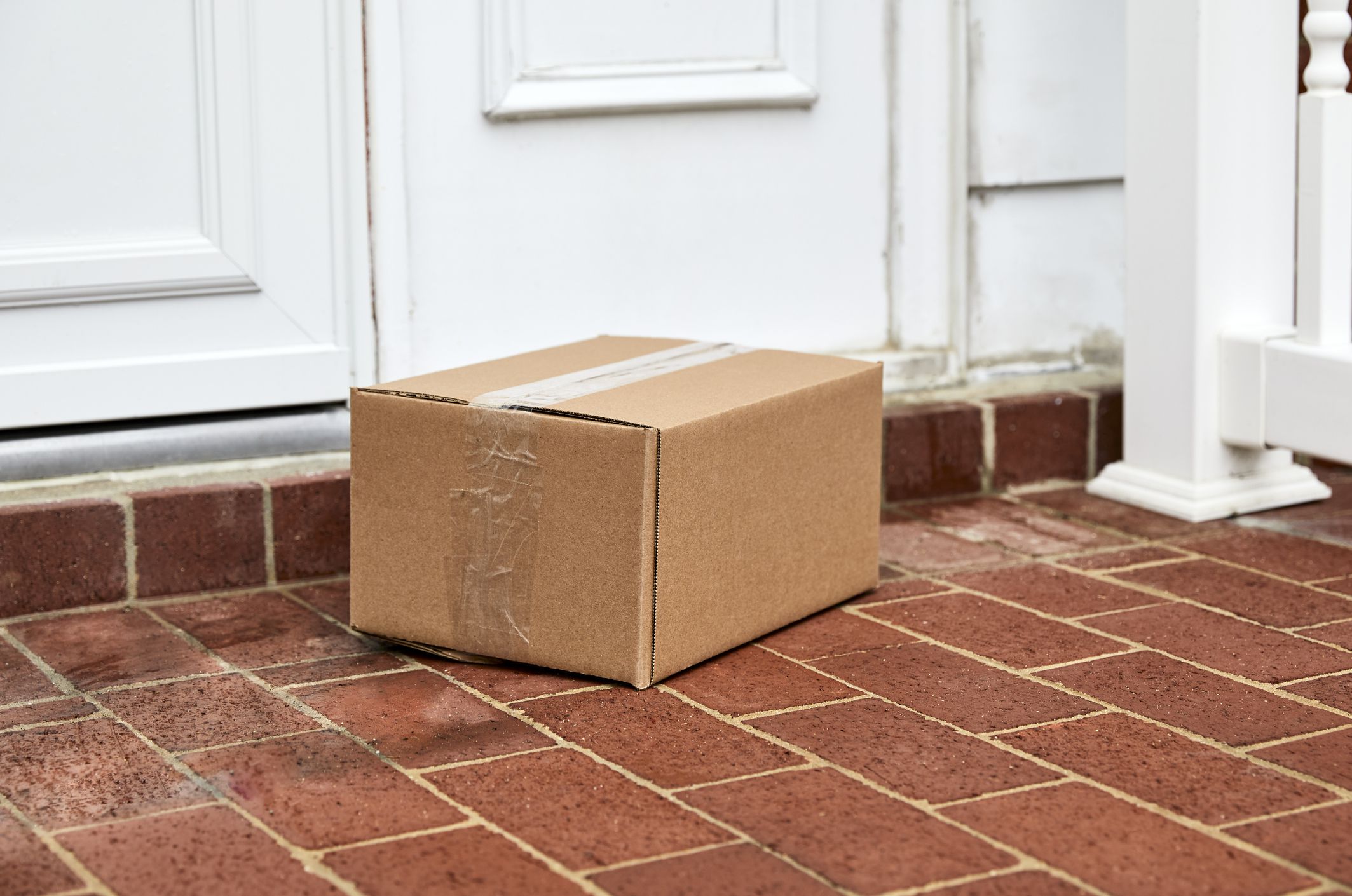 Cardboard box delivered to front door
