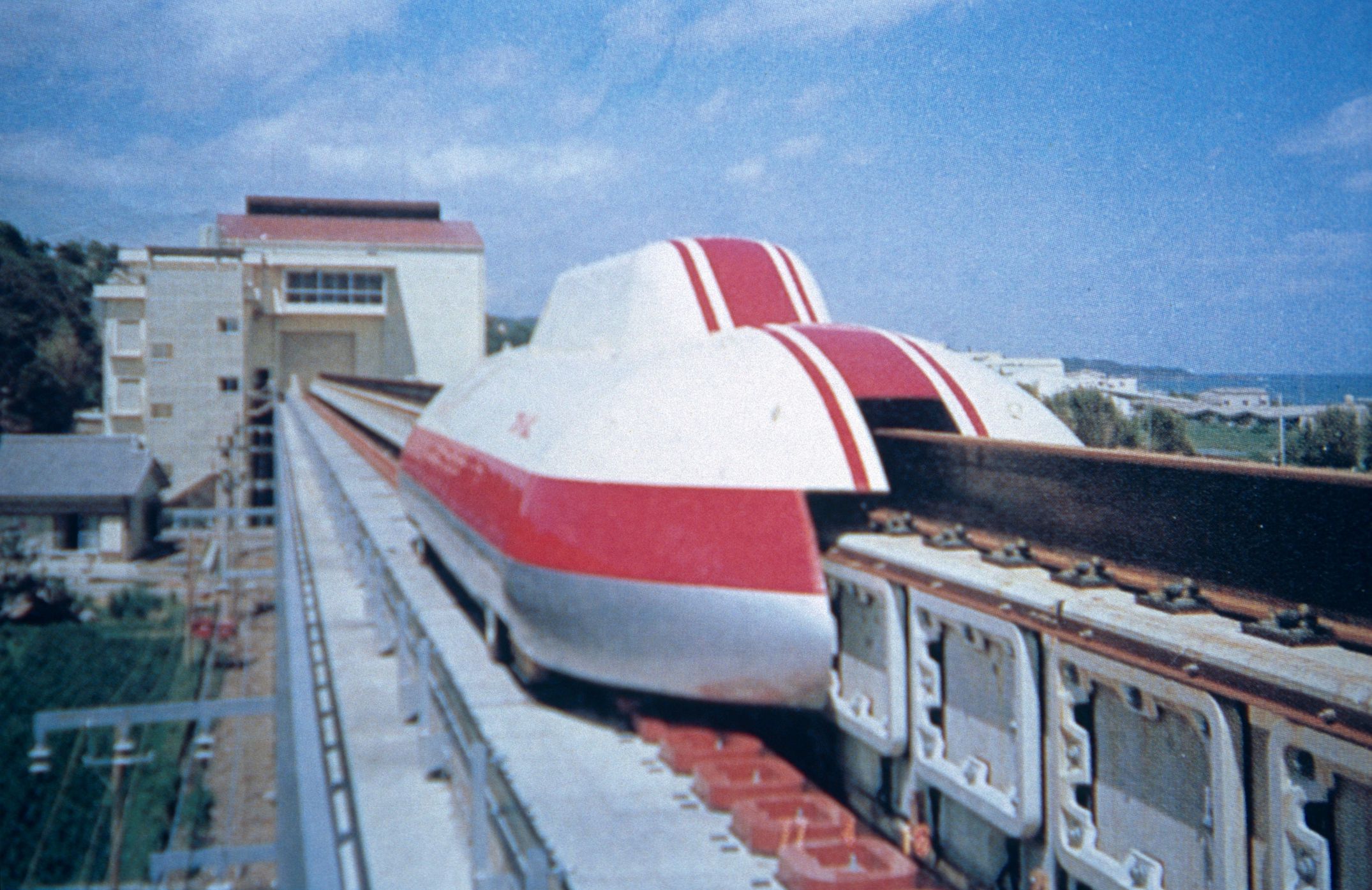 Kyushu, Japan, 1975. Magnetic levitation test track in Kyushu.