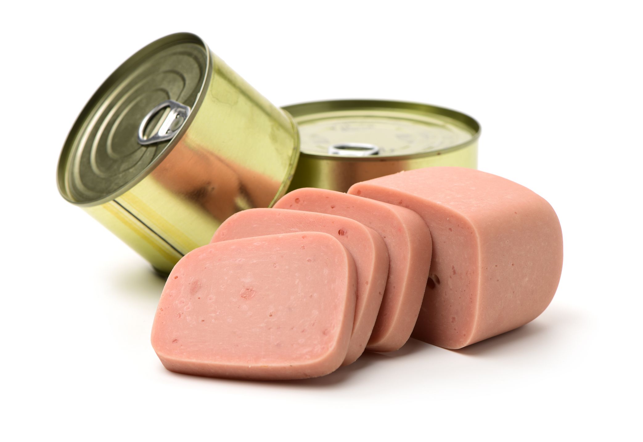 Ham sausage package on white background