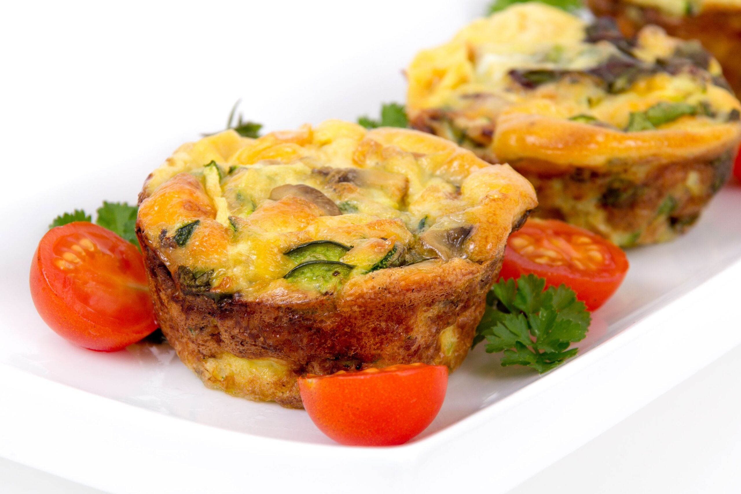 egg muffin cup dinner quiche and omelet style with mushroom and pepper