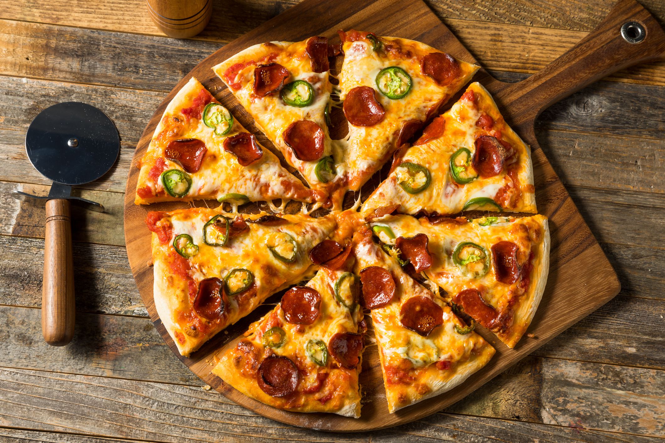 Homemade Spicy Jalapeno Pepperoni PIzza Ready to Eat