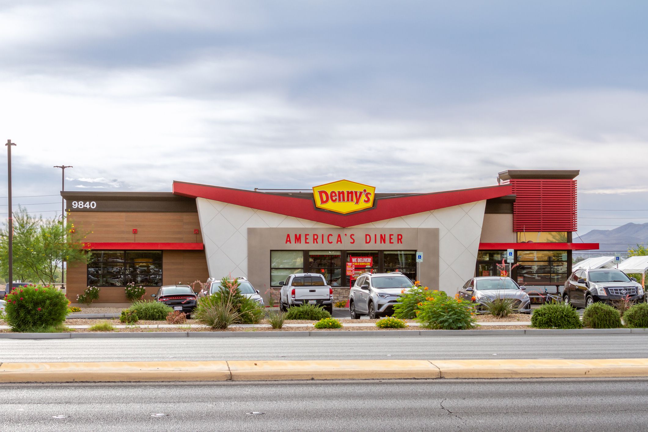 Las Vegas, NV, USA – June 7, 2021: Exterior view of Denny’s restaurant on an early morning located on South Las Vegas Boulevard in Las Vegas, Nevada.