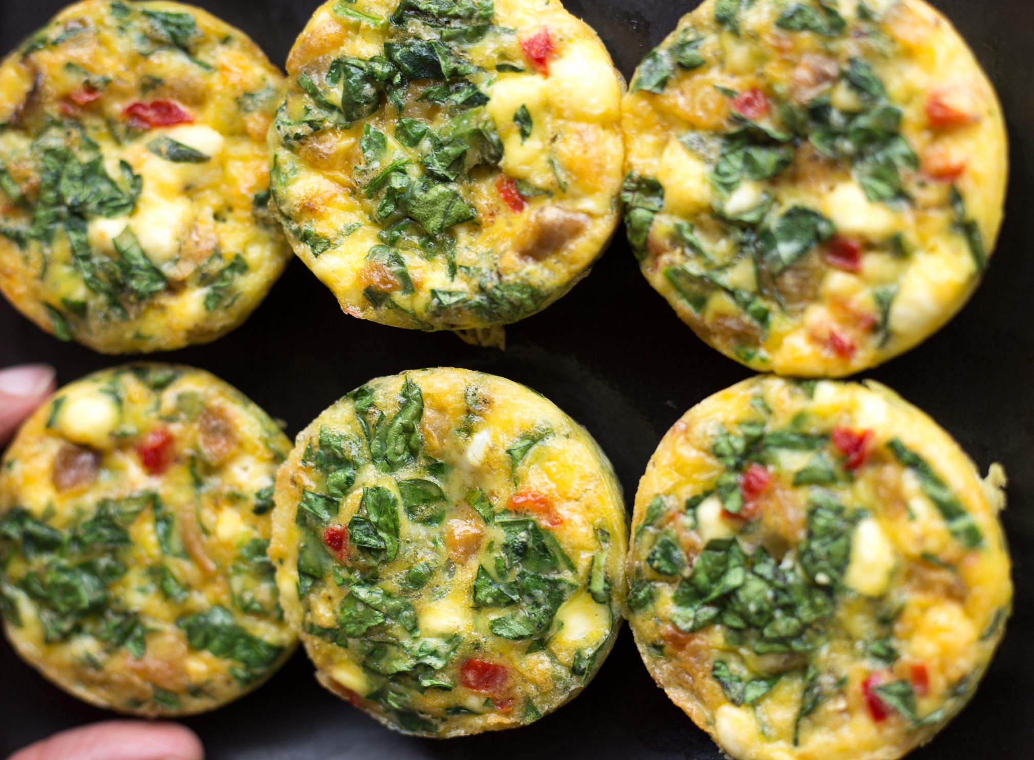Mini-Quiche Lorraines, Black Background, Close-Up, Full Frame