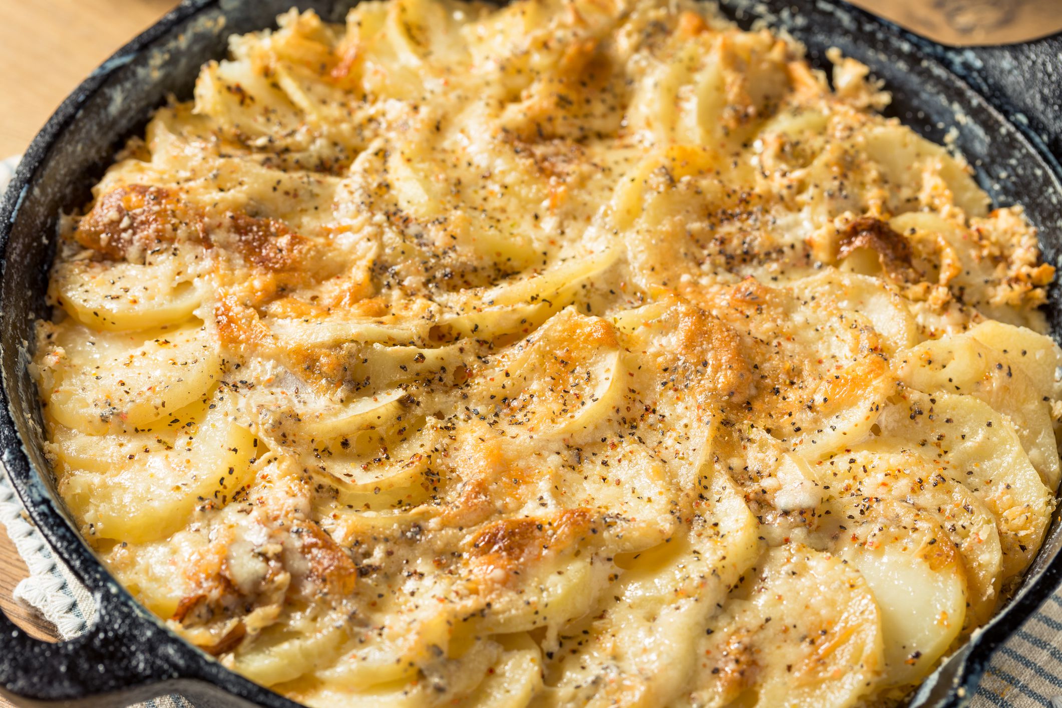 Homemade Cheesy Potatoes Gratin in a Pan