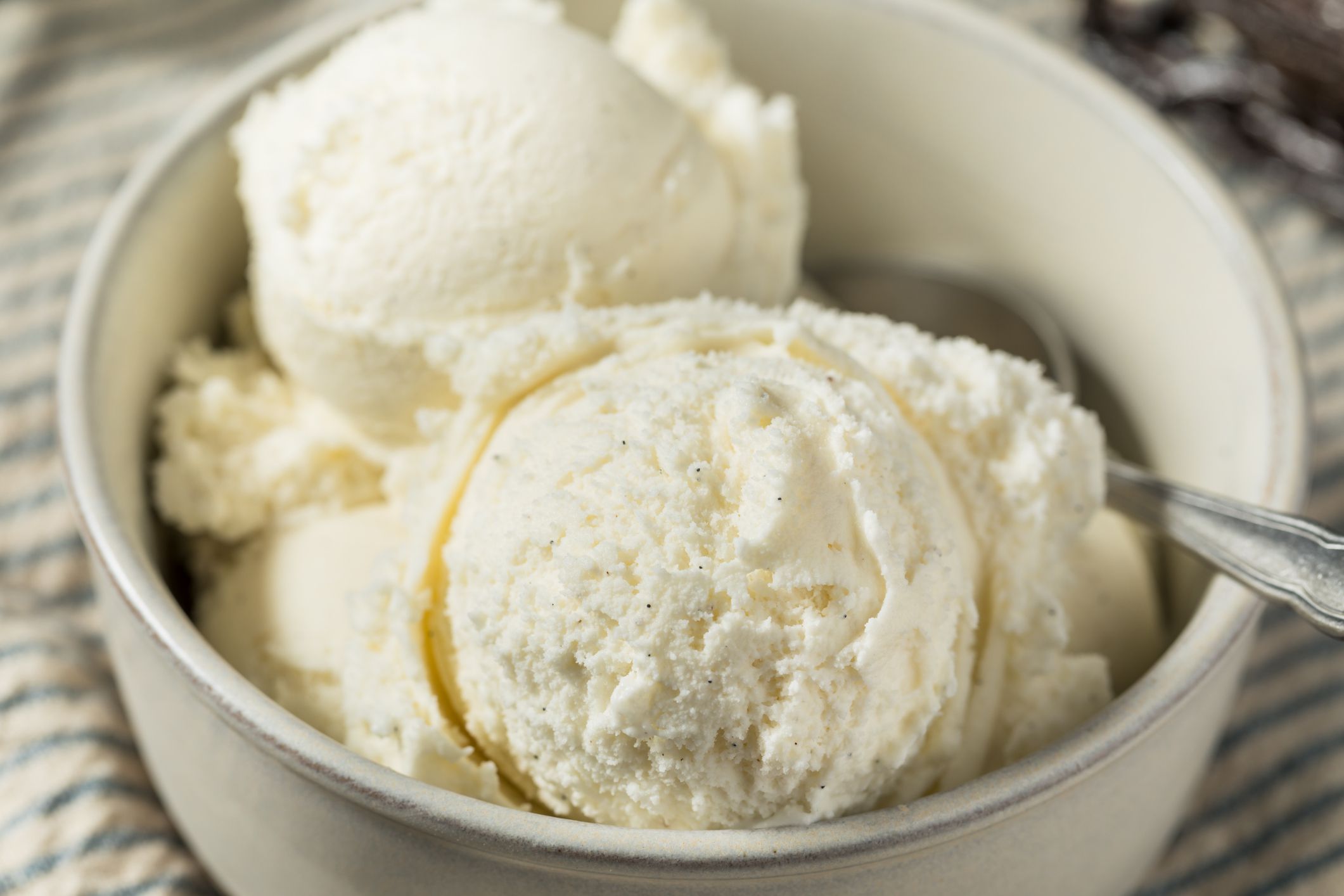 Sweet Homemade Vanilla Bean Ice Cream Gelato in a Bowl