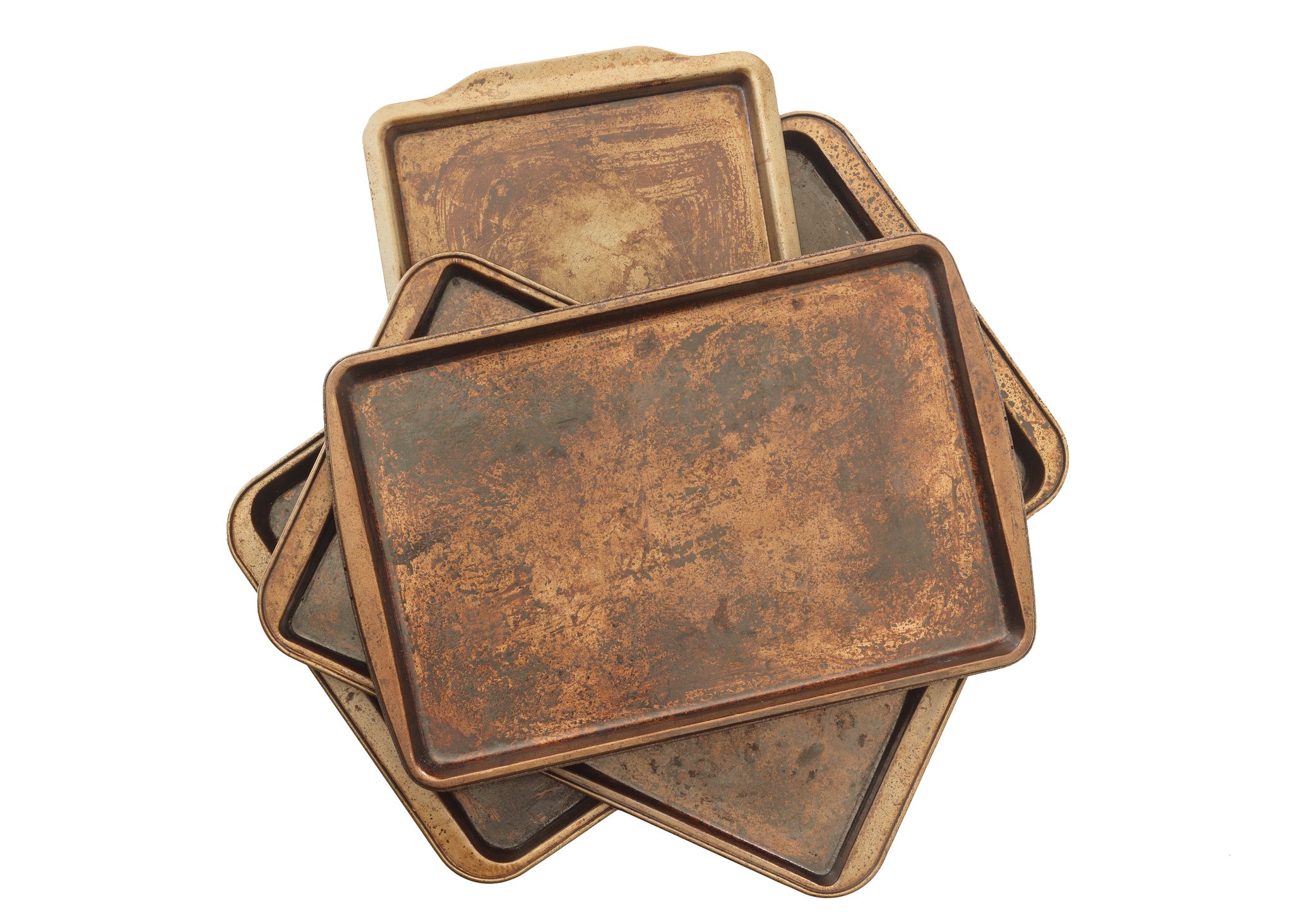 Old Baking Sheets Isolated On White
