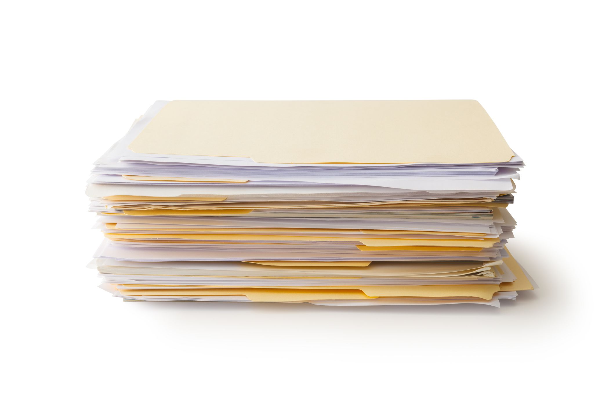 Manila folders, Isolated on white, Clipping path