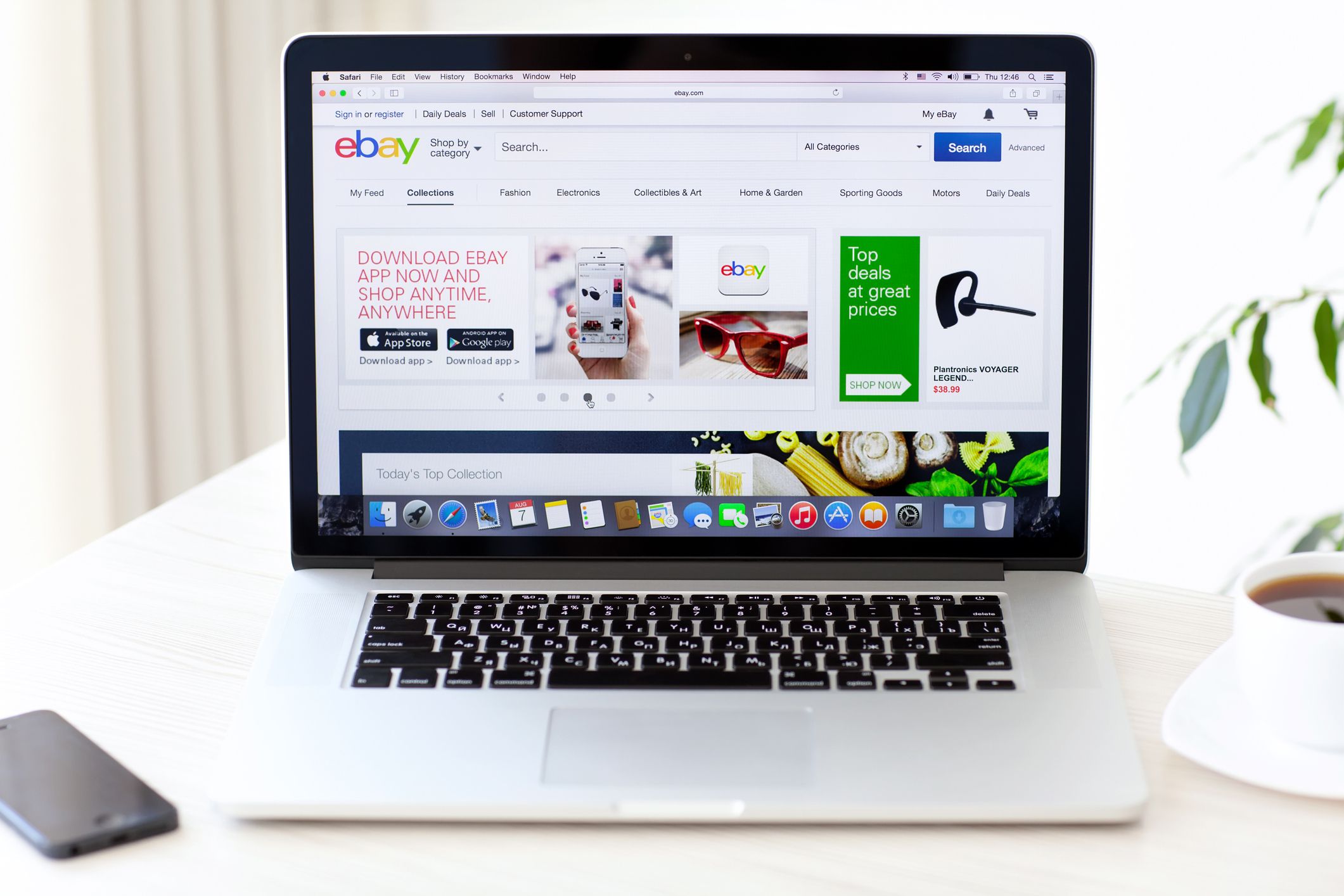 eBay open on laptop