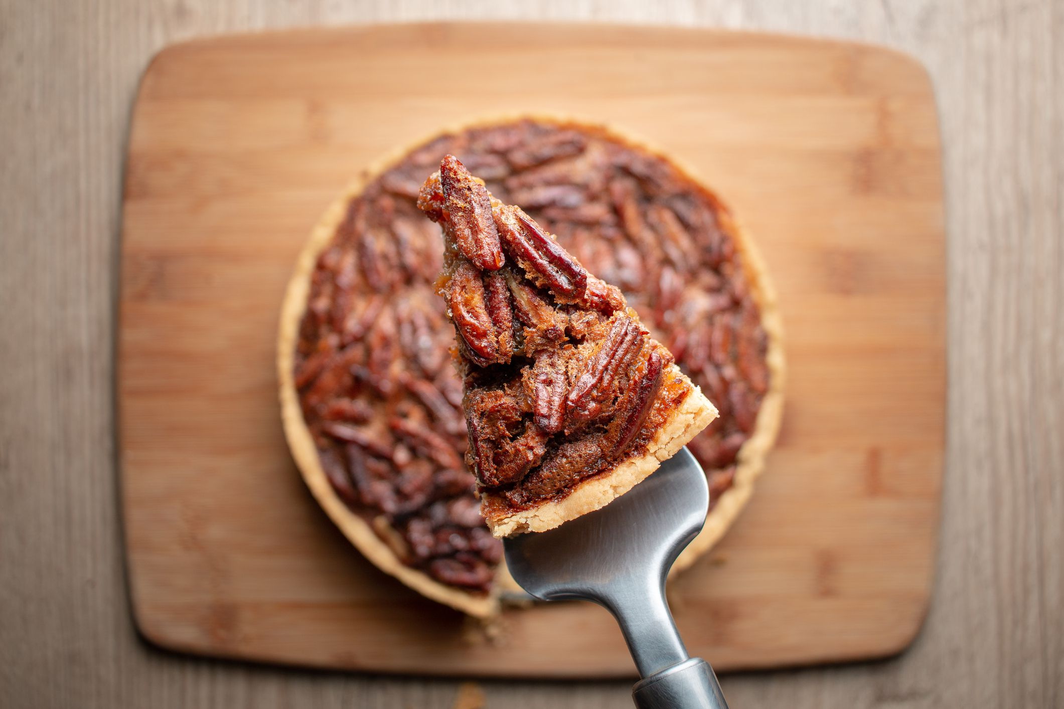 closeup of Pecan Pie slice