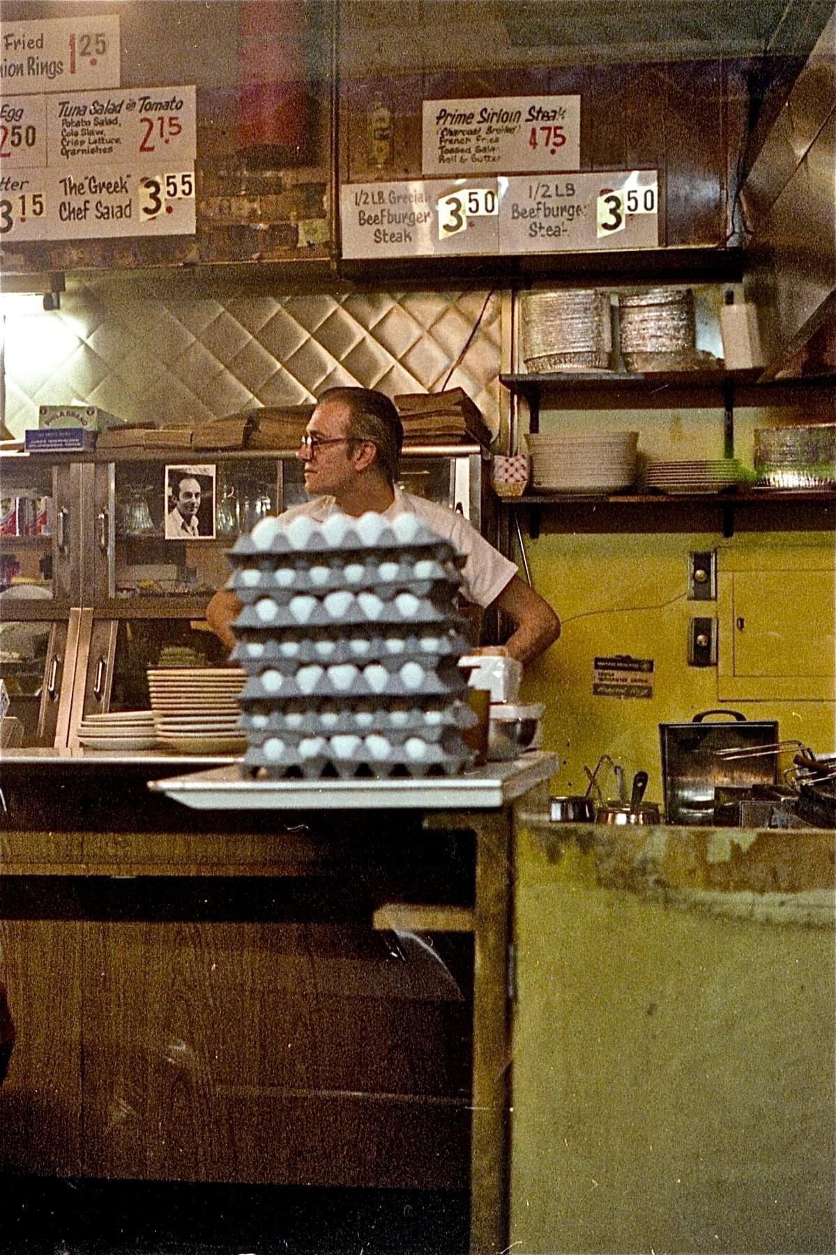 A short-order cook in a coffee shop on the Upper West Side (NYC) in the late 1970s. Photo by Stephen Harmon