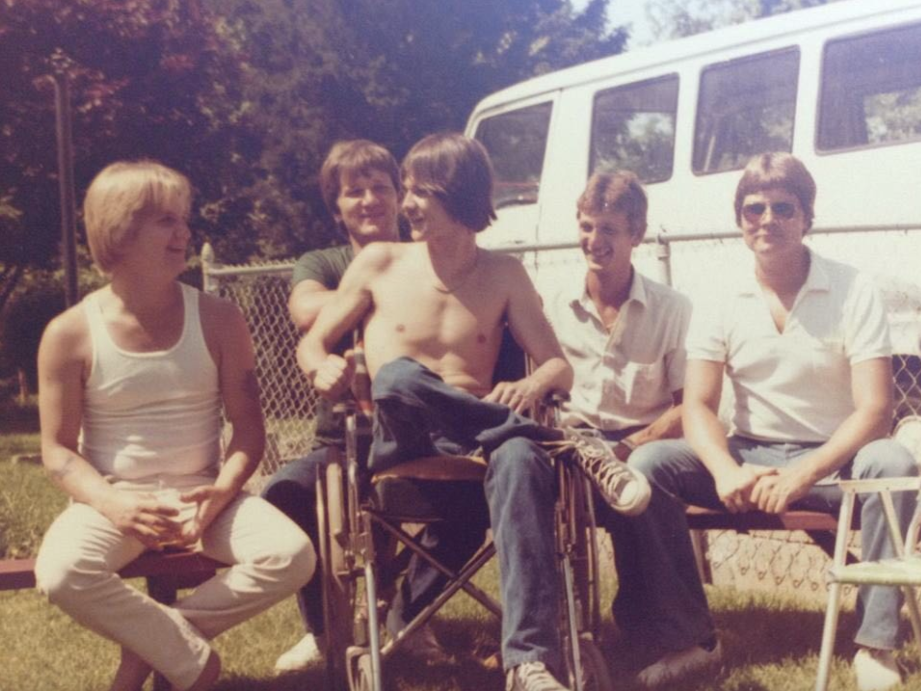 My dad and his brothers at a barbecue in 1979