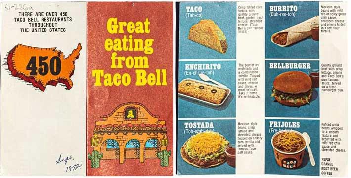 Taco Bell menu (1972)
