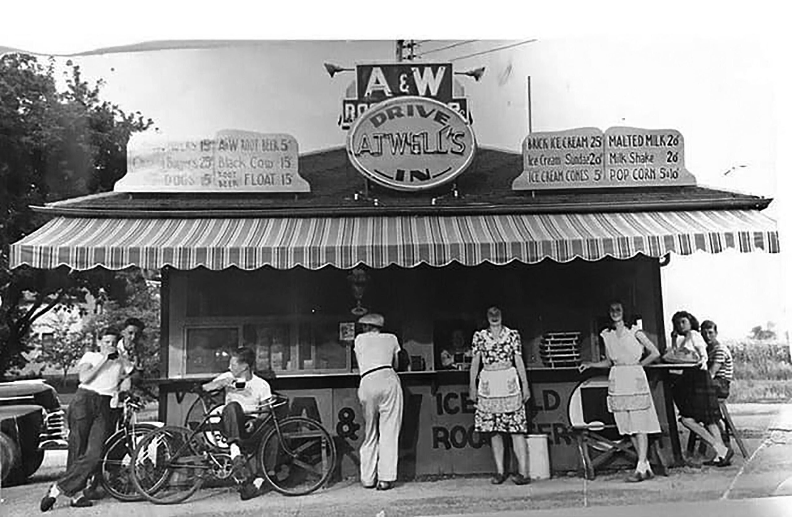 An early A&W Root Beer stand in Fond du Lac Wisconsin, 1950s.