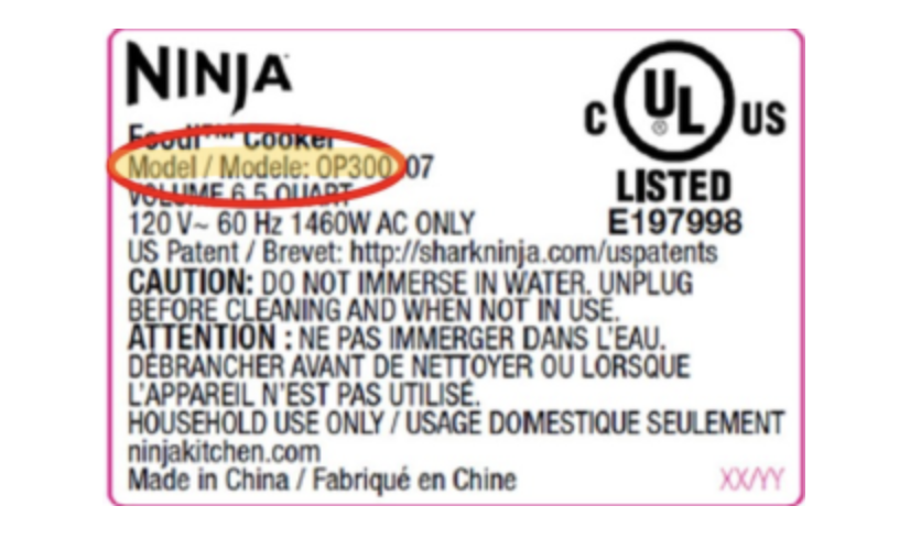 Ninja Foodi Recall Number