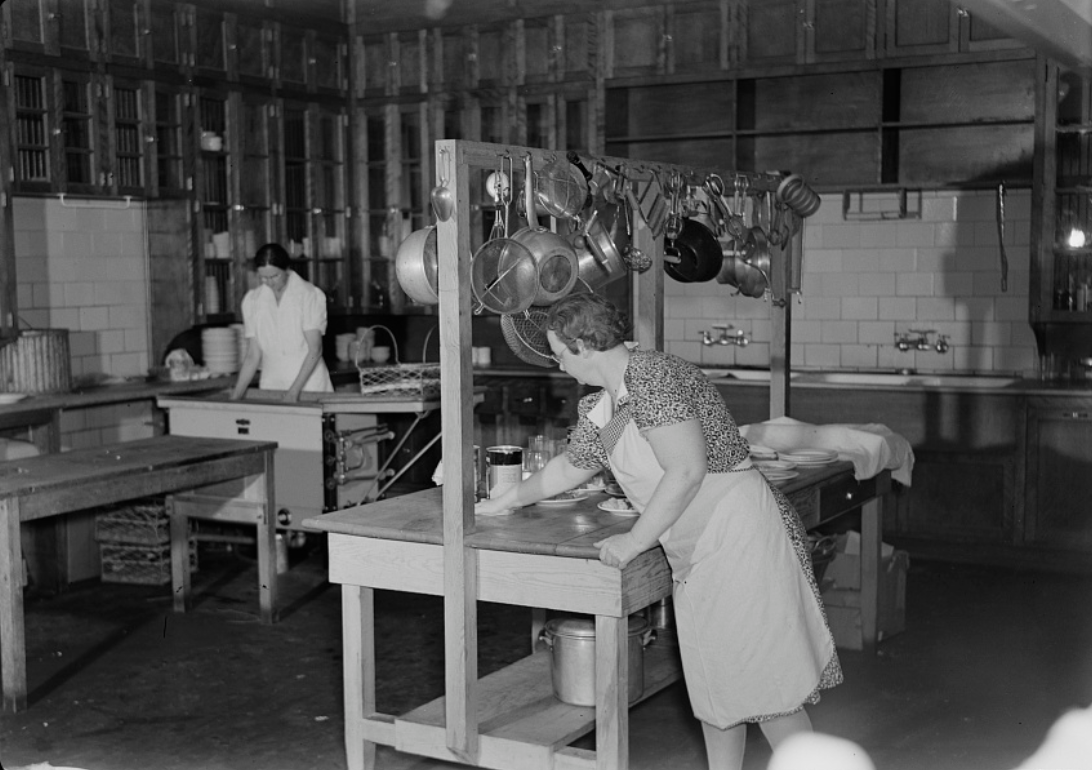 Keysville, Virninia. Randolph Henry High School. Kitchen of cafeteria digital file from original neg.