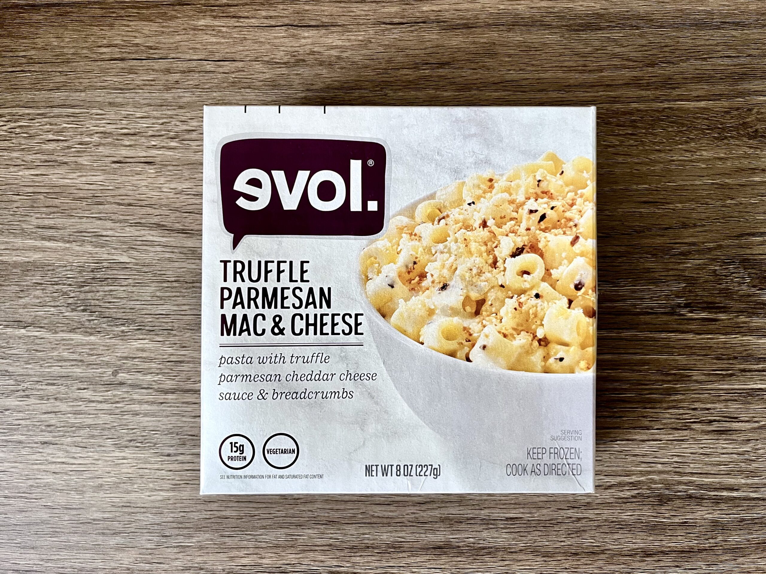 Evol truffle parmesan frozen mac and cheese
