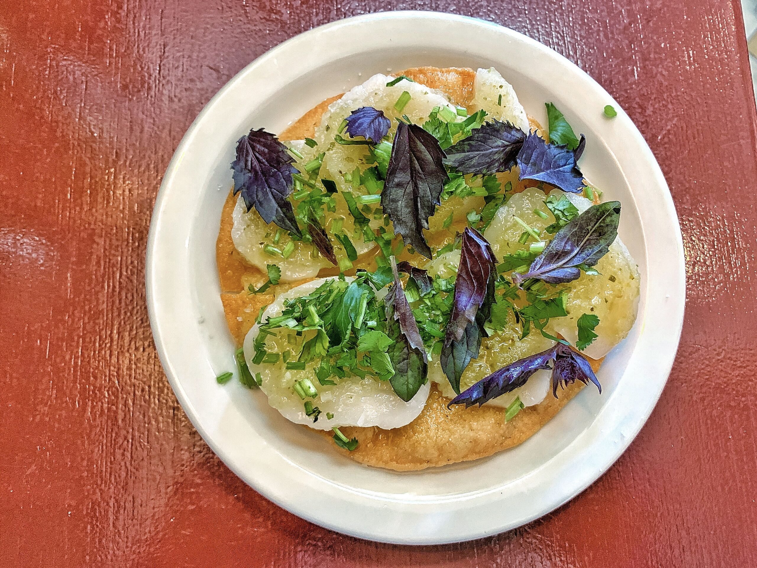 Scallop tostada from Found Oyster in Los Angeles
