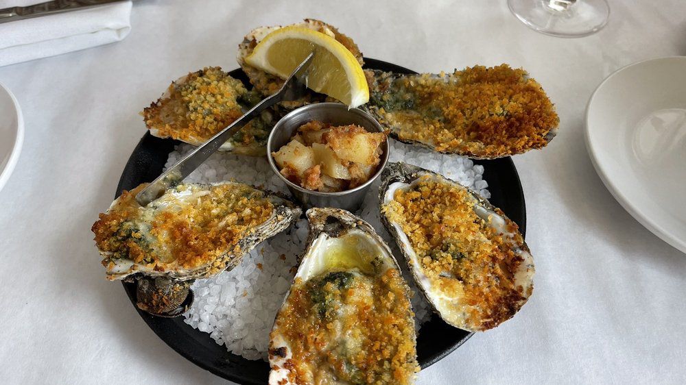 Oysters rockefeller at Henlopen City Oyster House in Delaware