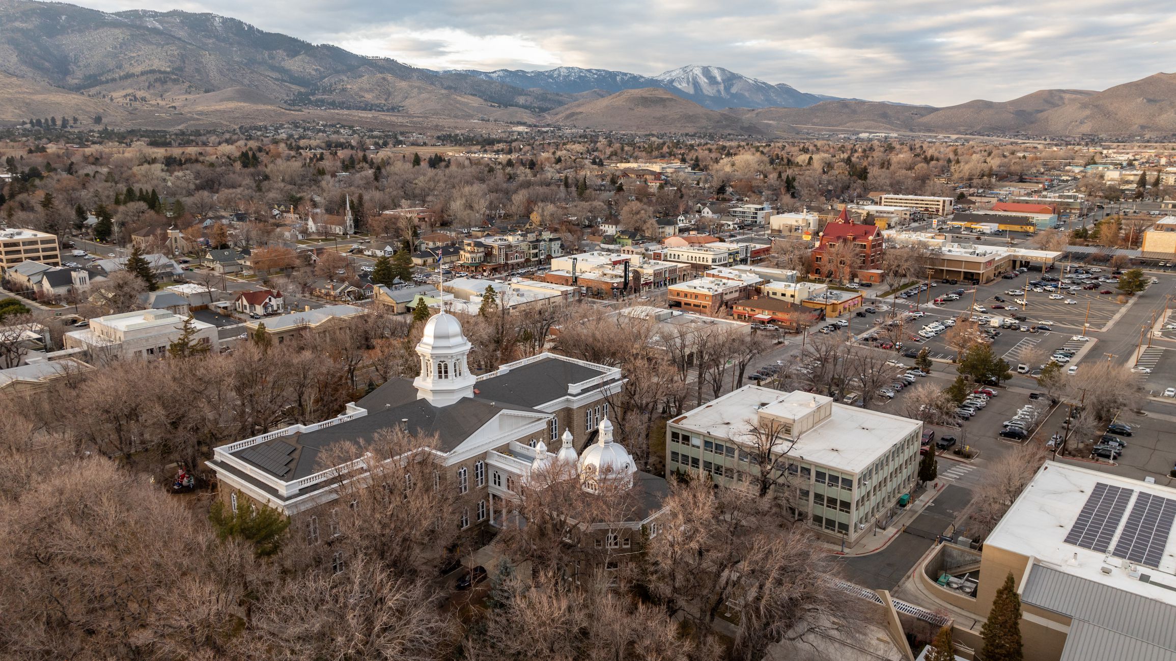 Aerial photo of the Nevada State capitol building located in Carson City, Nevada.