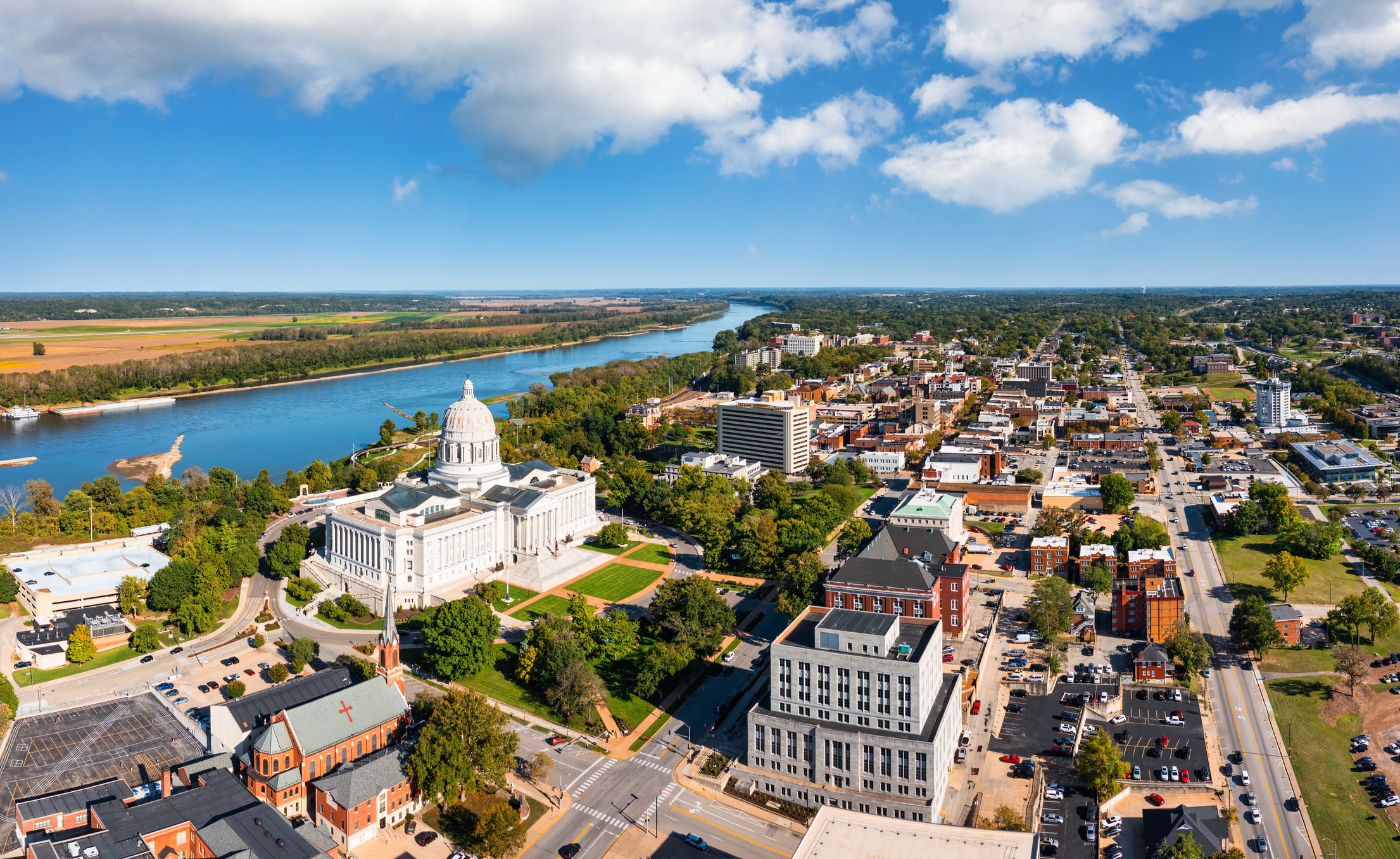 Aerial view of Jefferson City, Missouri. Jefferson City is the capital of the U.S. state of Missouri