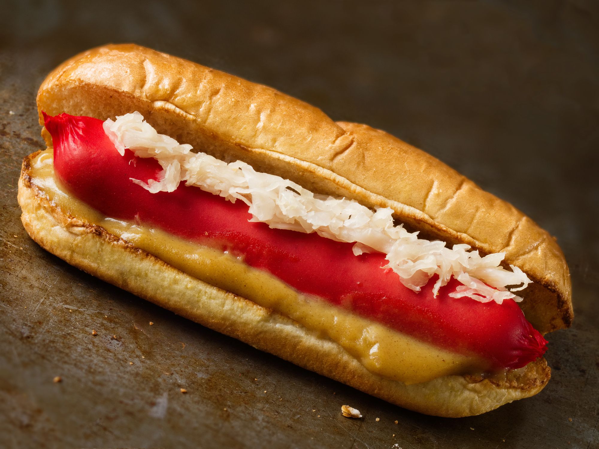 close up of rustic american hotdog