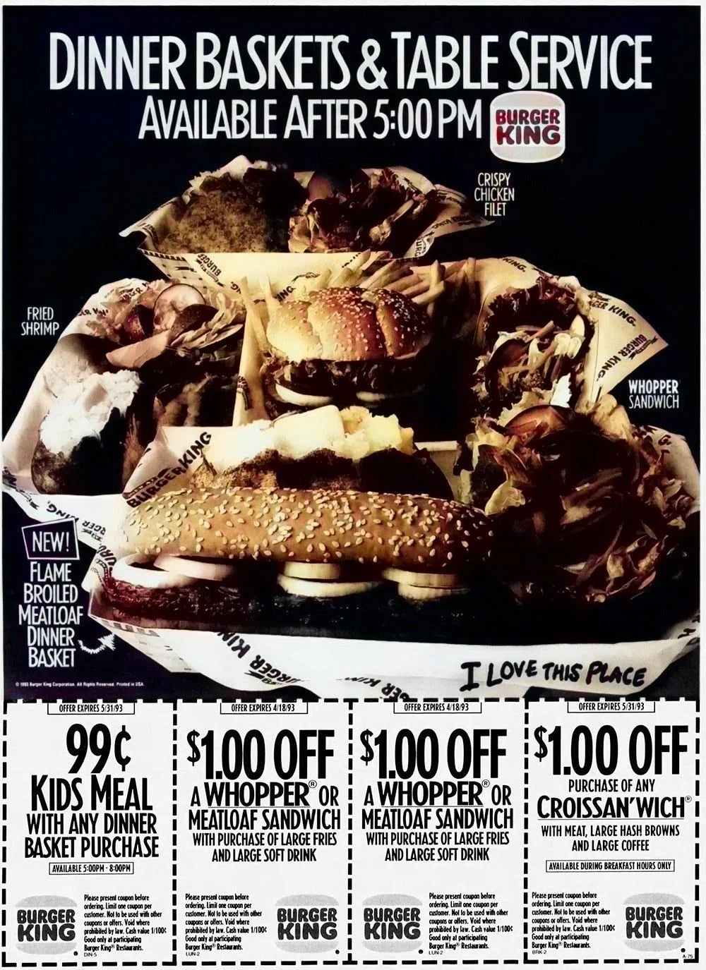 Vintage burger king dinner baskets ad reddit