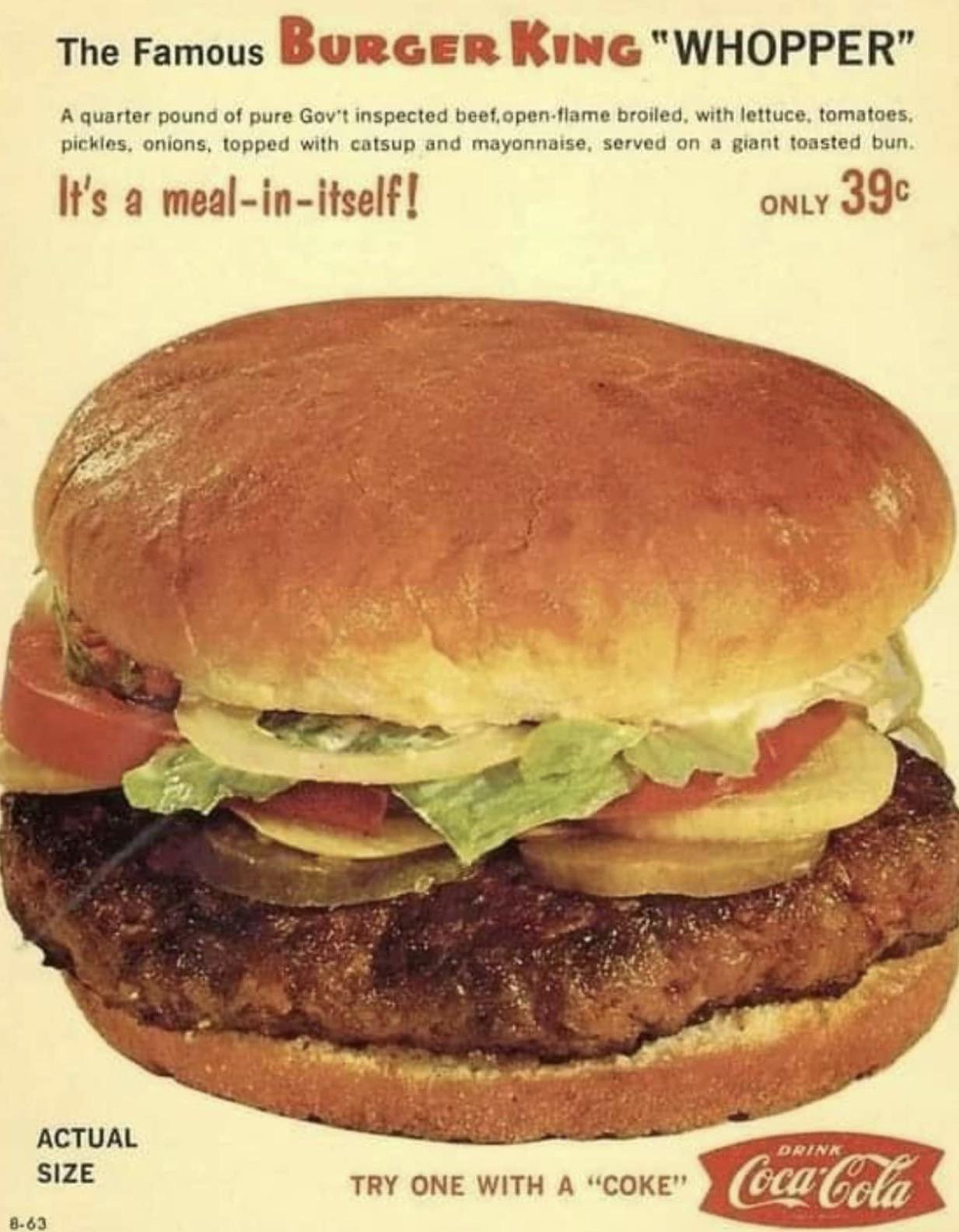 Burger King whopper ad 1960s vintage reddit
