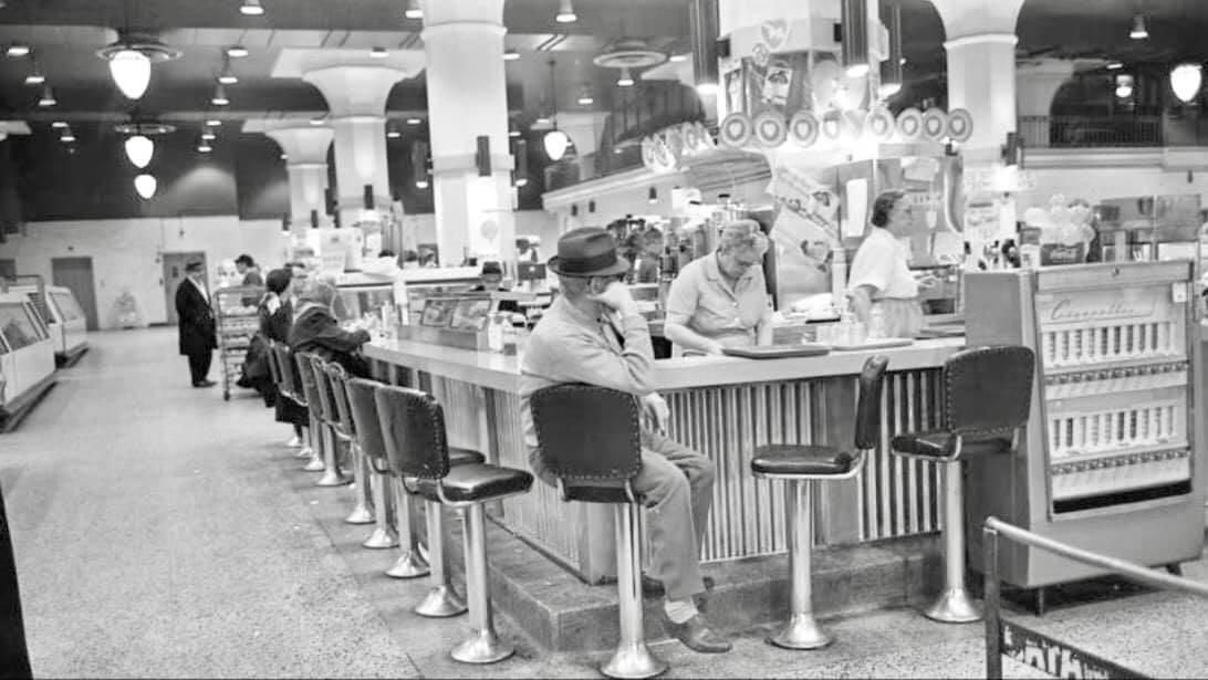 Lunch counter at the downtown Charlotte (NC) Belk’s - early 1970’s photo.