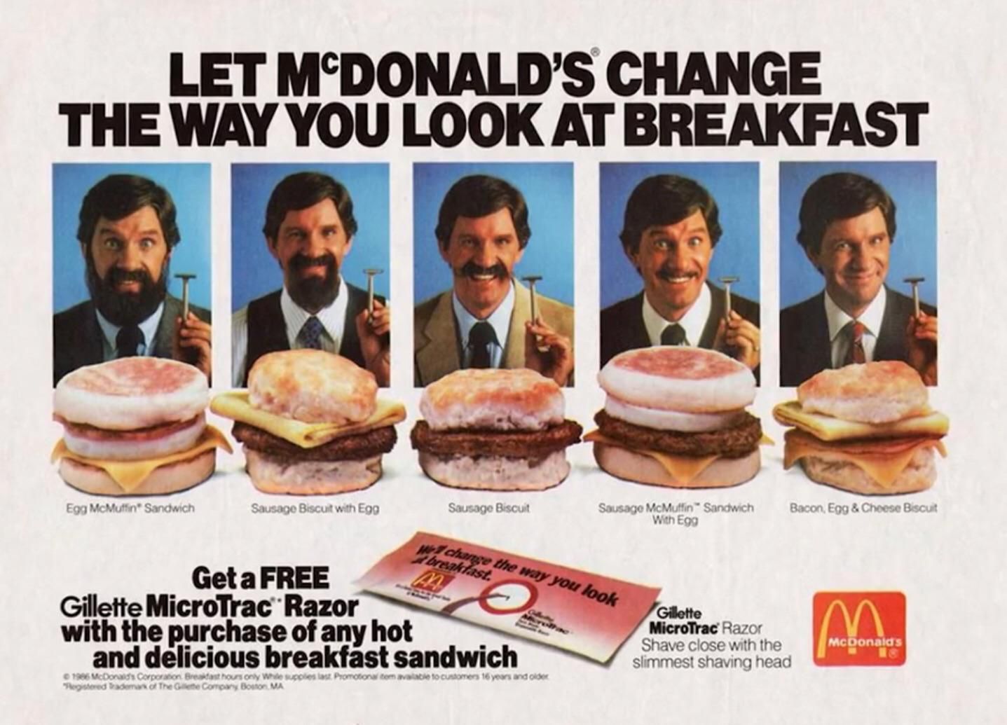Vintage Shaving Ad: Get a Free Gillette Cartridge Razor at McDonalds?