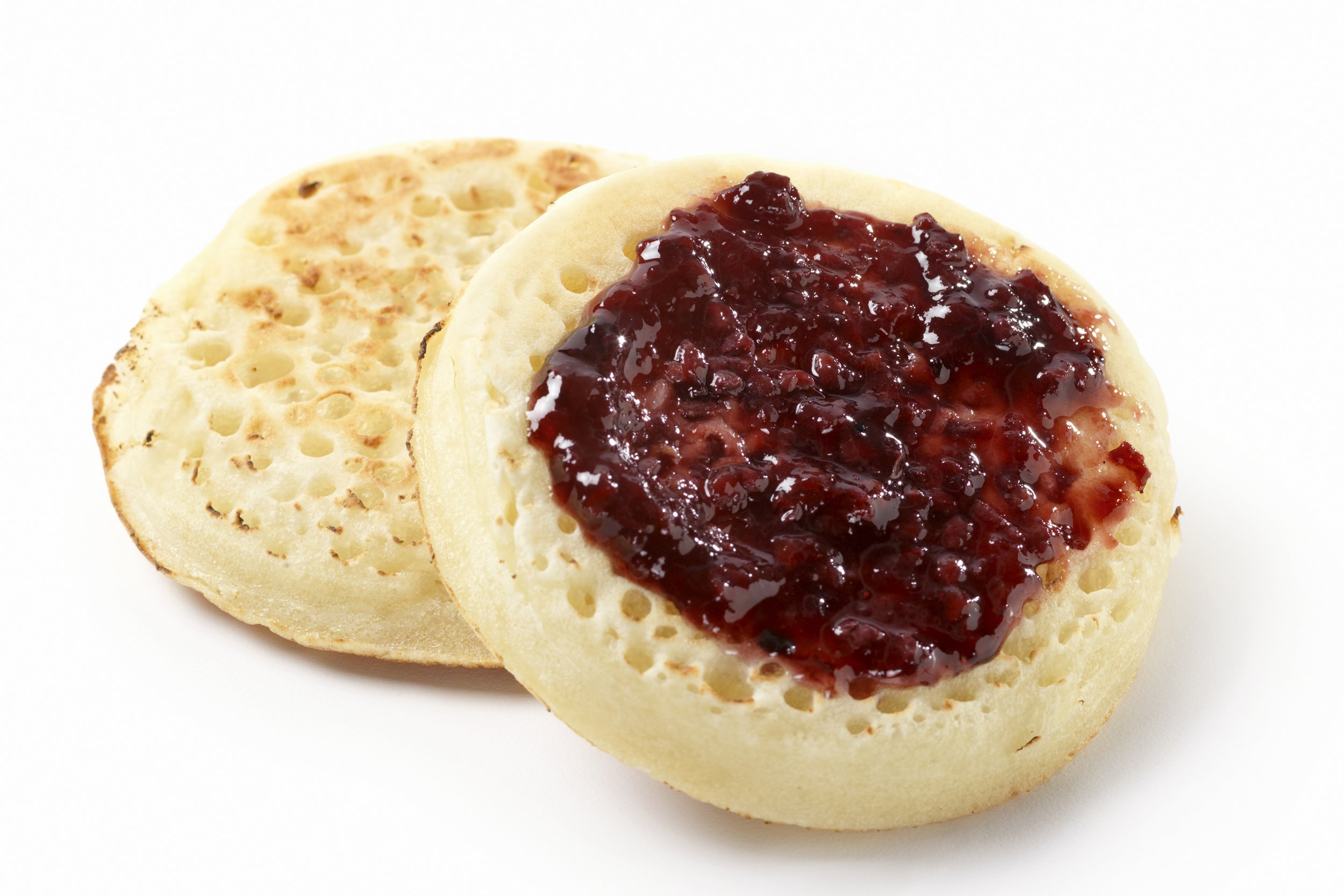 English muffin with red jam