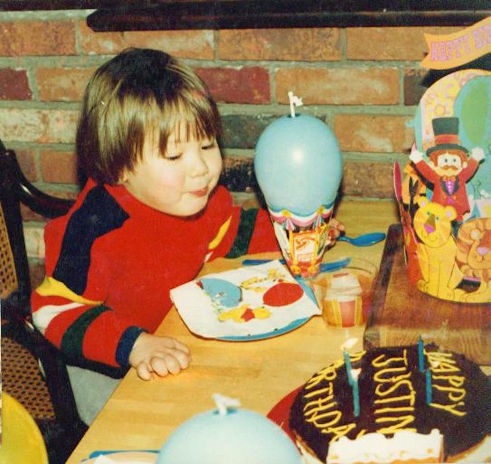 just blowing out my birthday cake candles in 1982