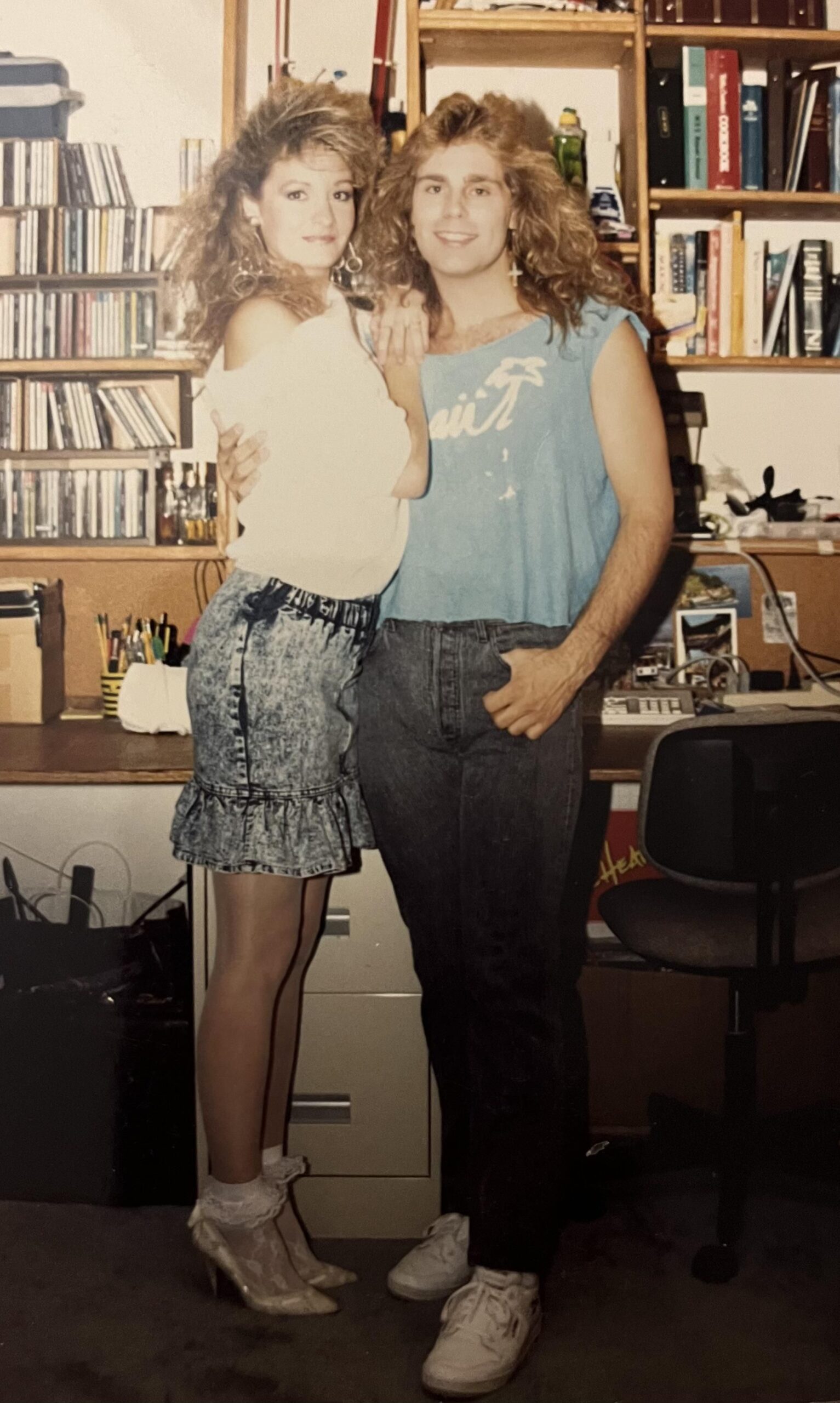 1980s couple with big hair