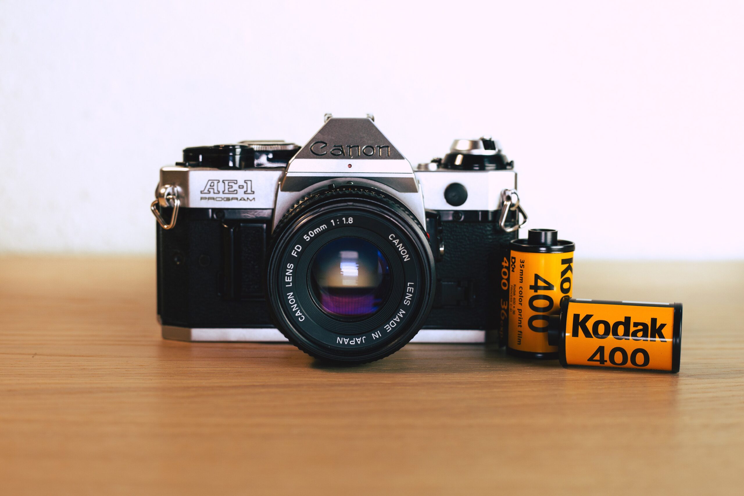 Canon camera and two rolls of film.