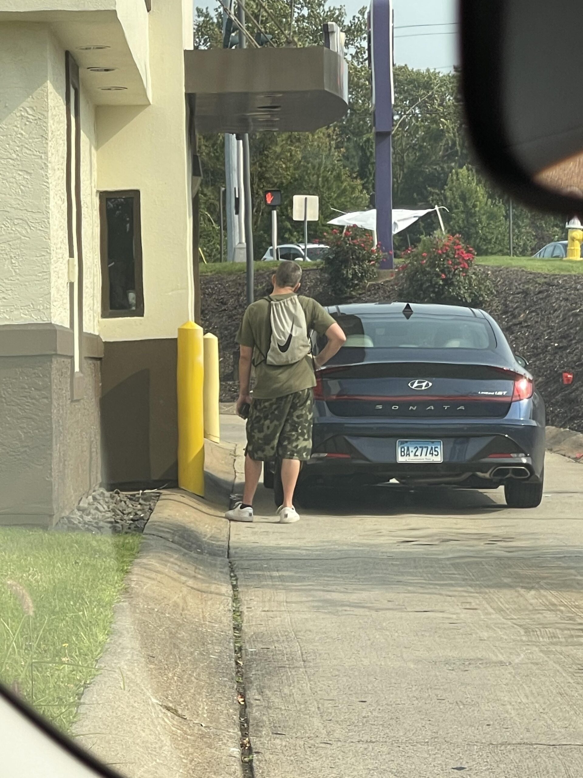Walking Up to Drive Thru Fast Food