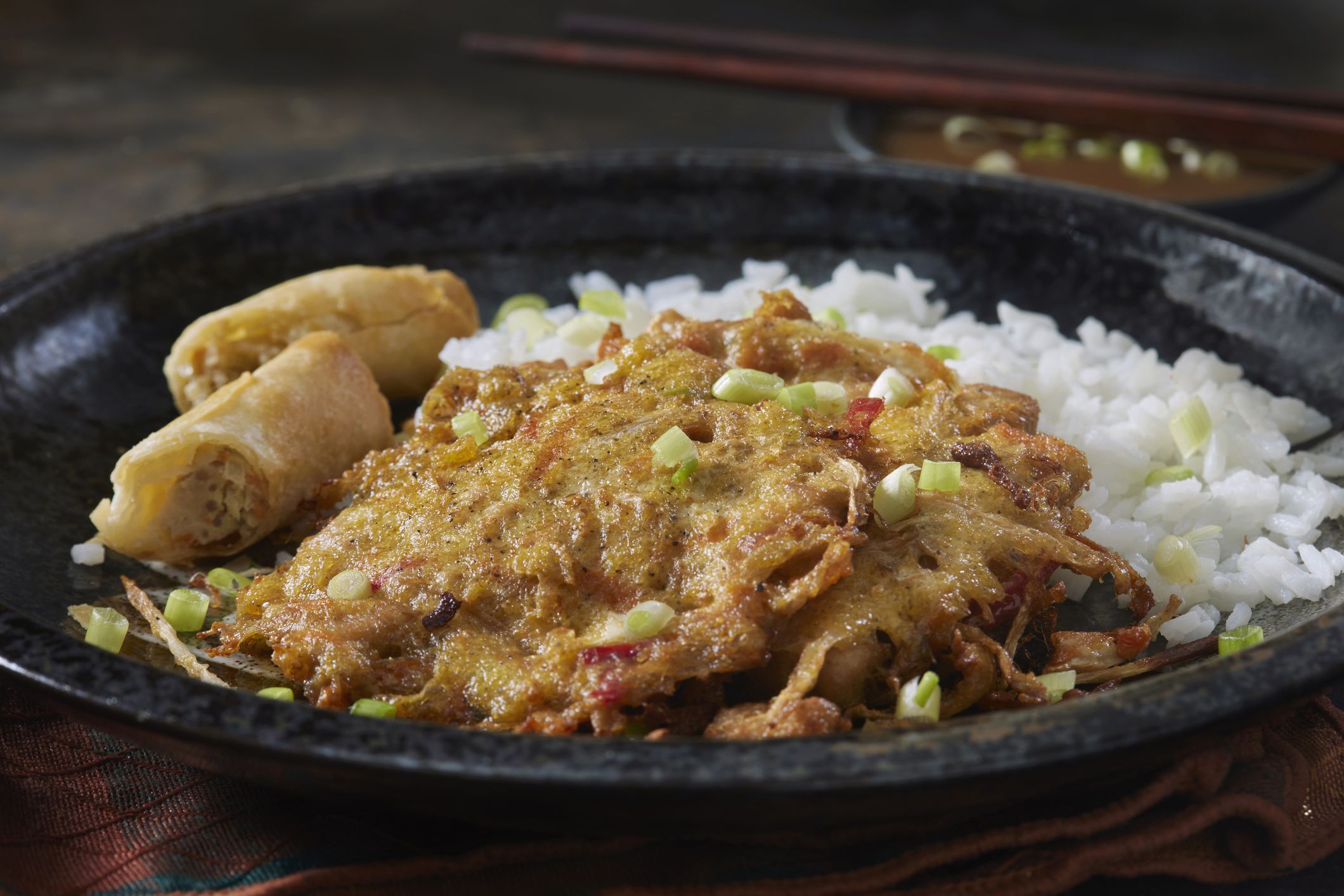 a plate of egg fu yung