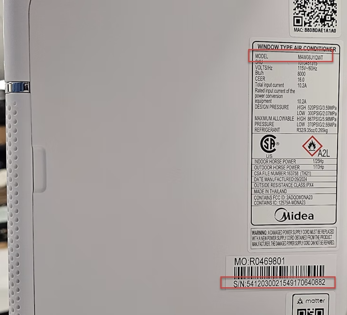 Midea U and U+ Window Air Conditioners Recall Number