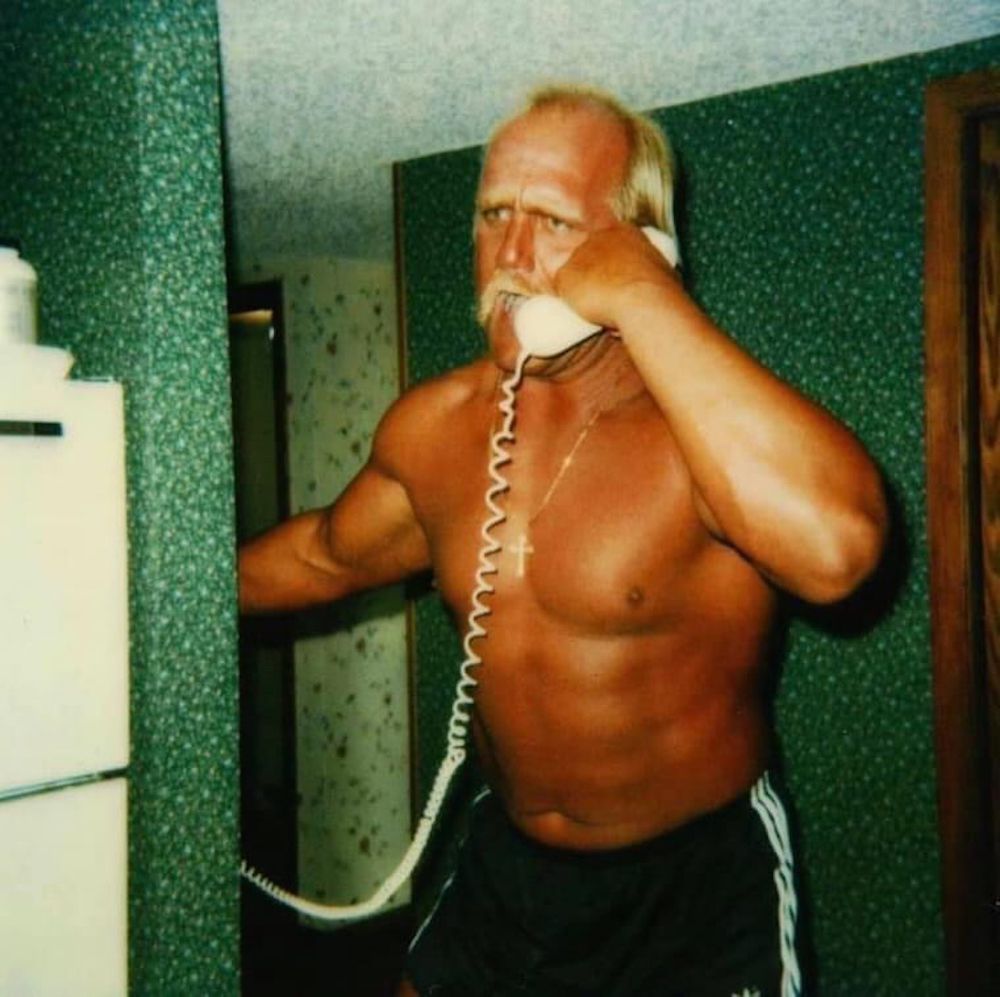 Hulk Hogan taking a phone call in the 80’s.