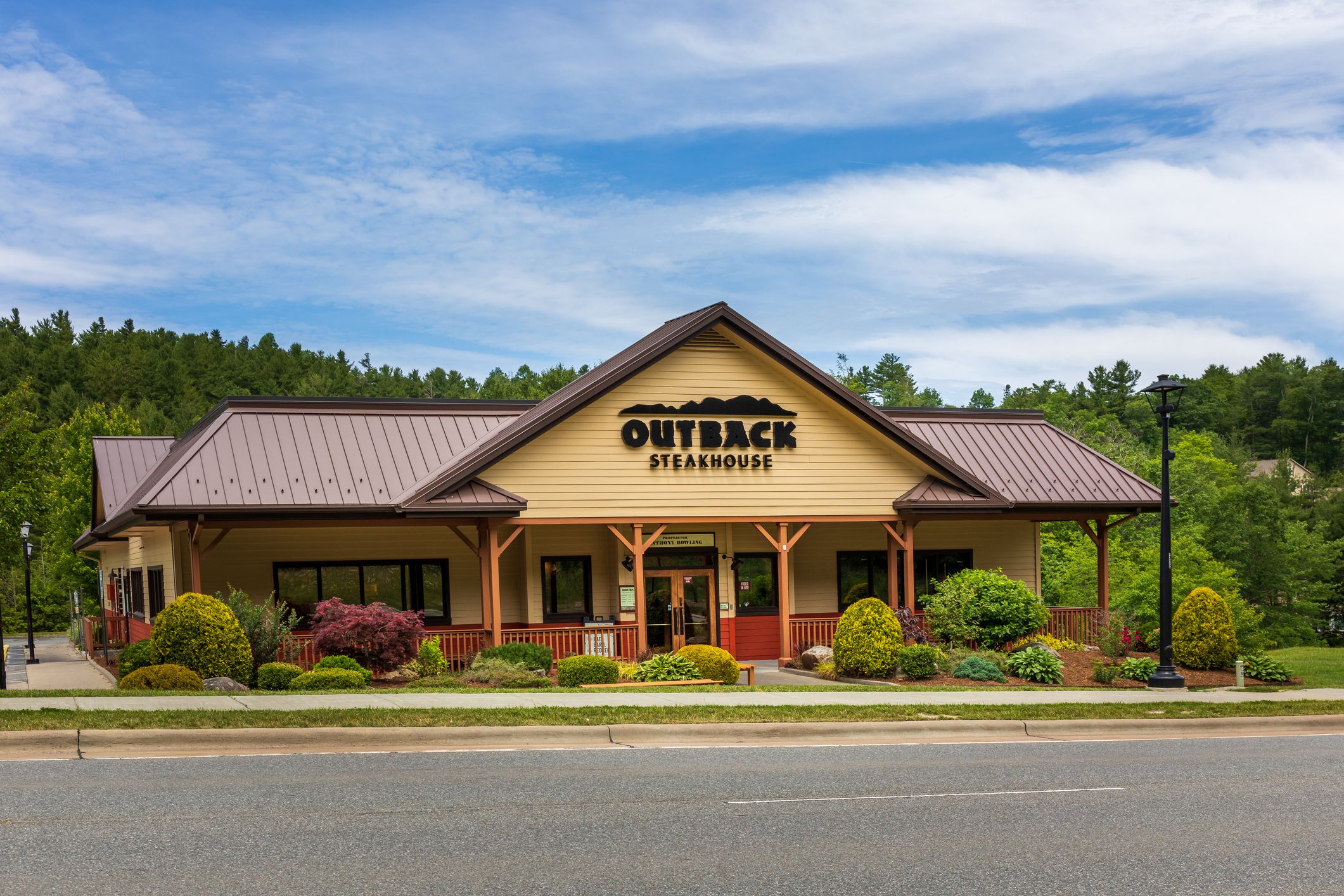 front of Outback Steakhouse, Blowing Rock, North Carolina