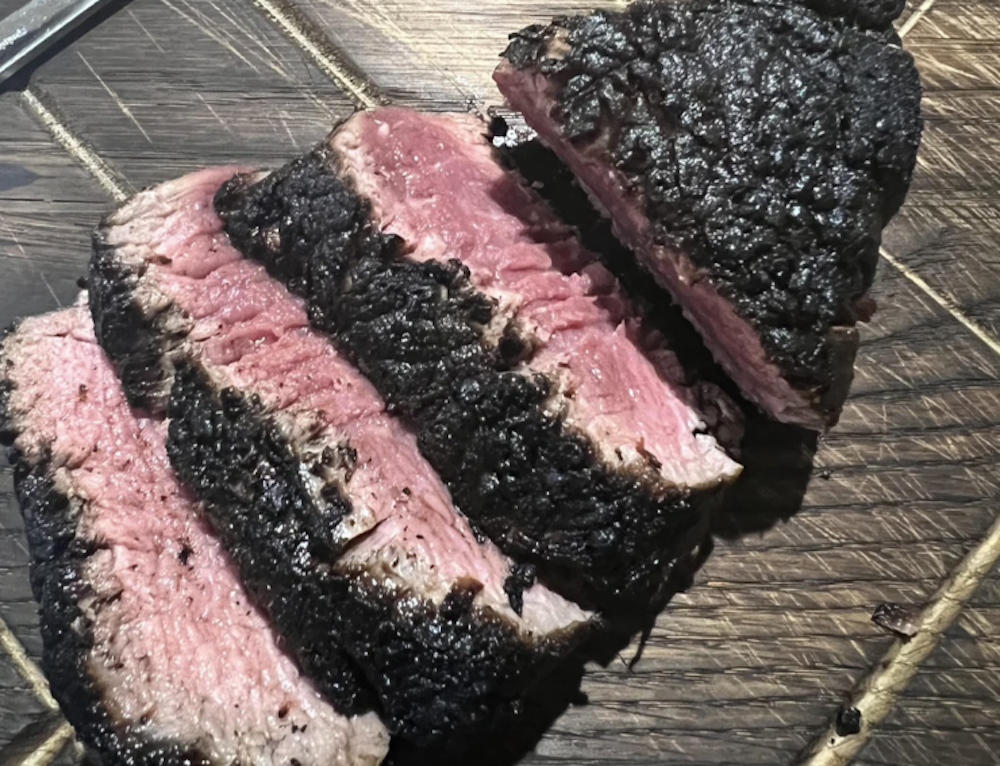 American Wagyu filet, Pittsburgh rare.