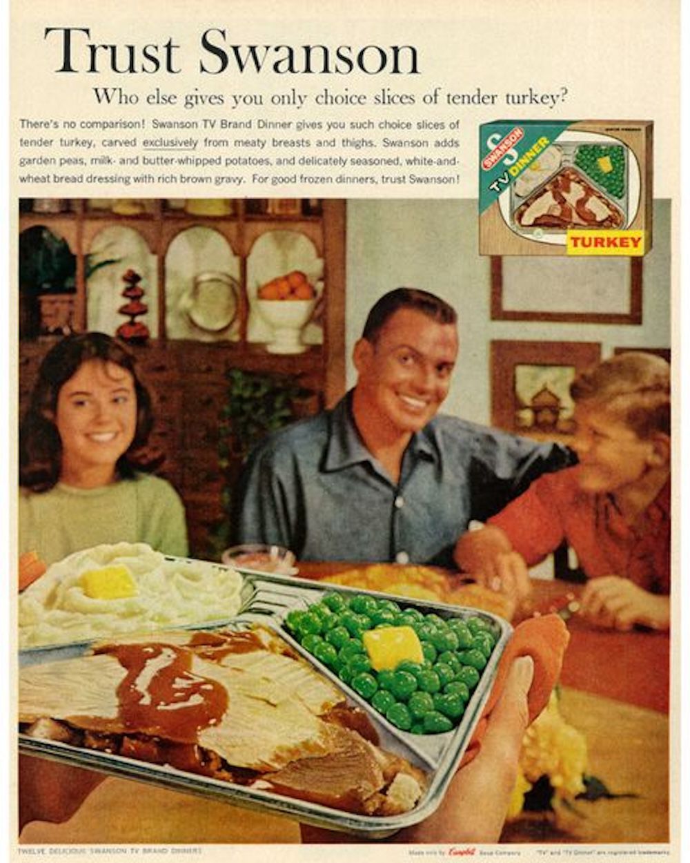 1961 Swanson Turkey TV Dinners Ad,