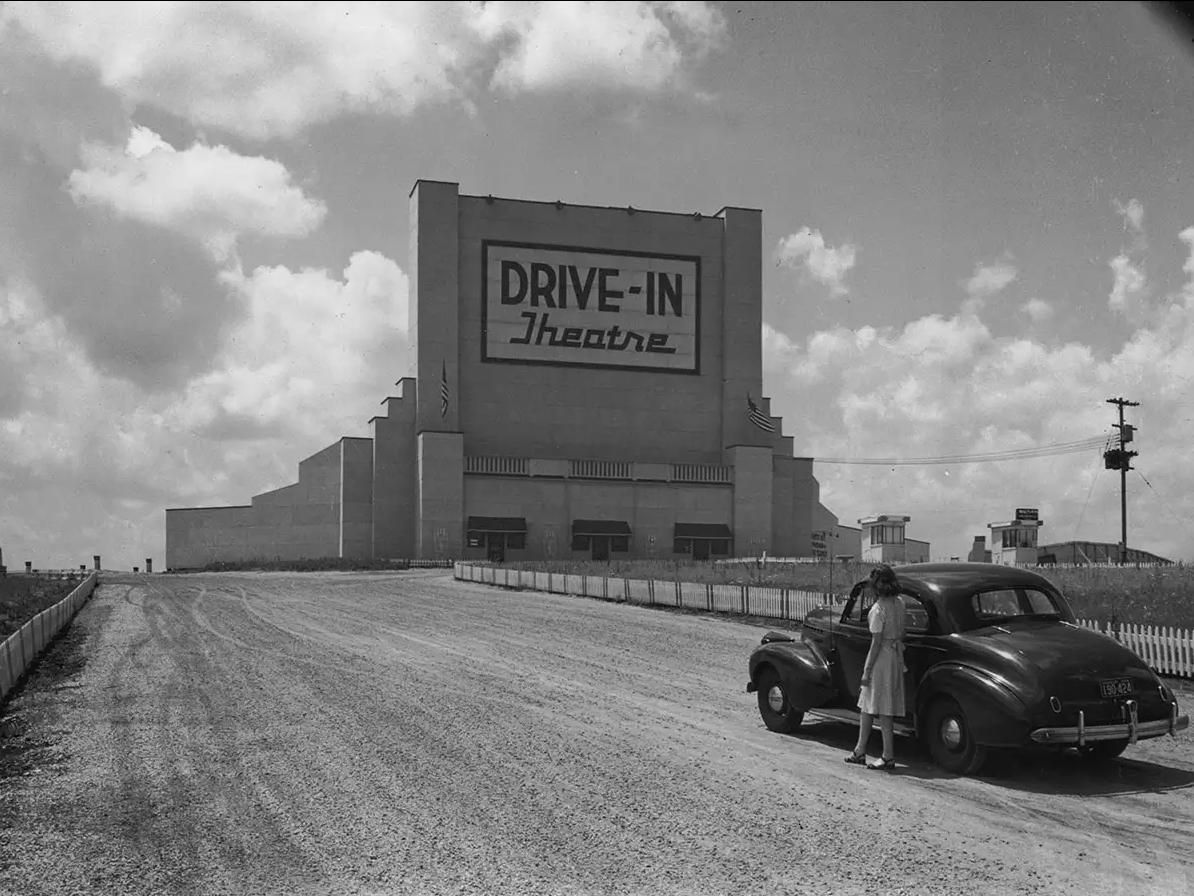 An empty Drive-in Theatre lot.