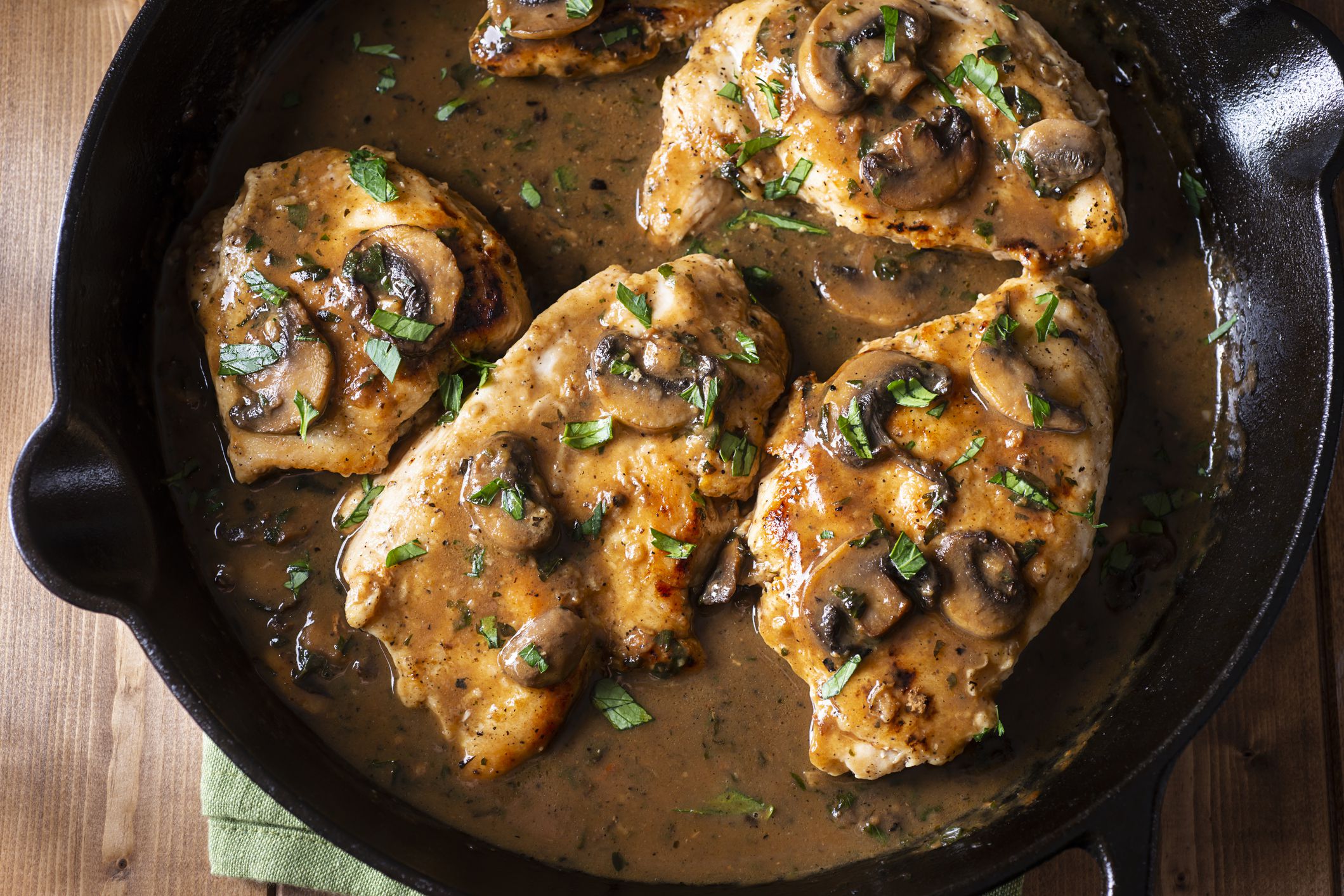 Chicken Marsala in a Cast Iron Skillet