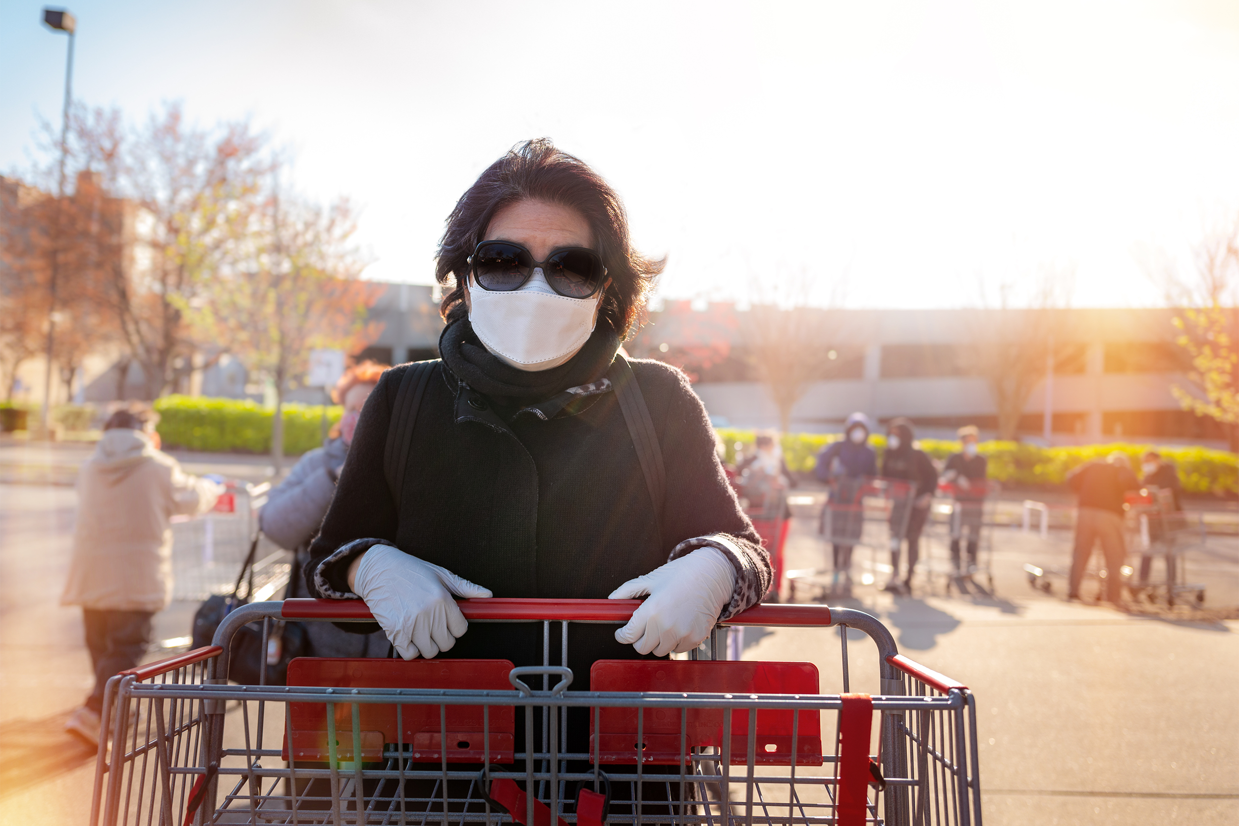 senior woman shopping cart