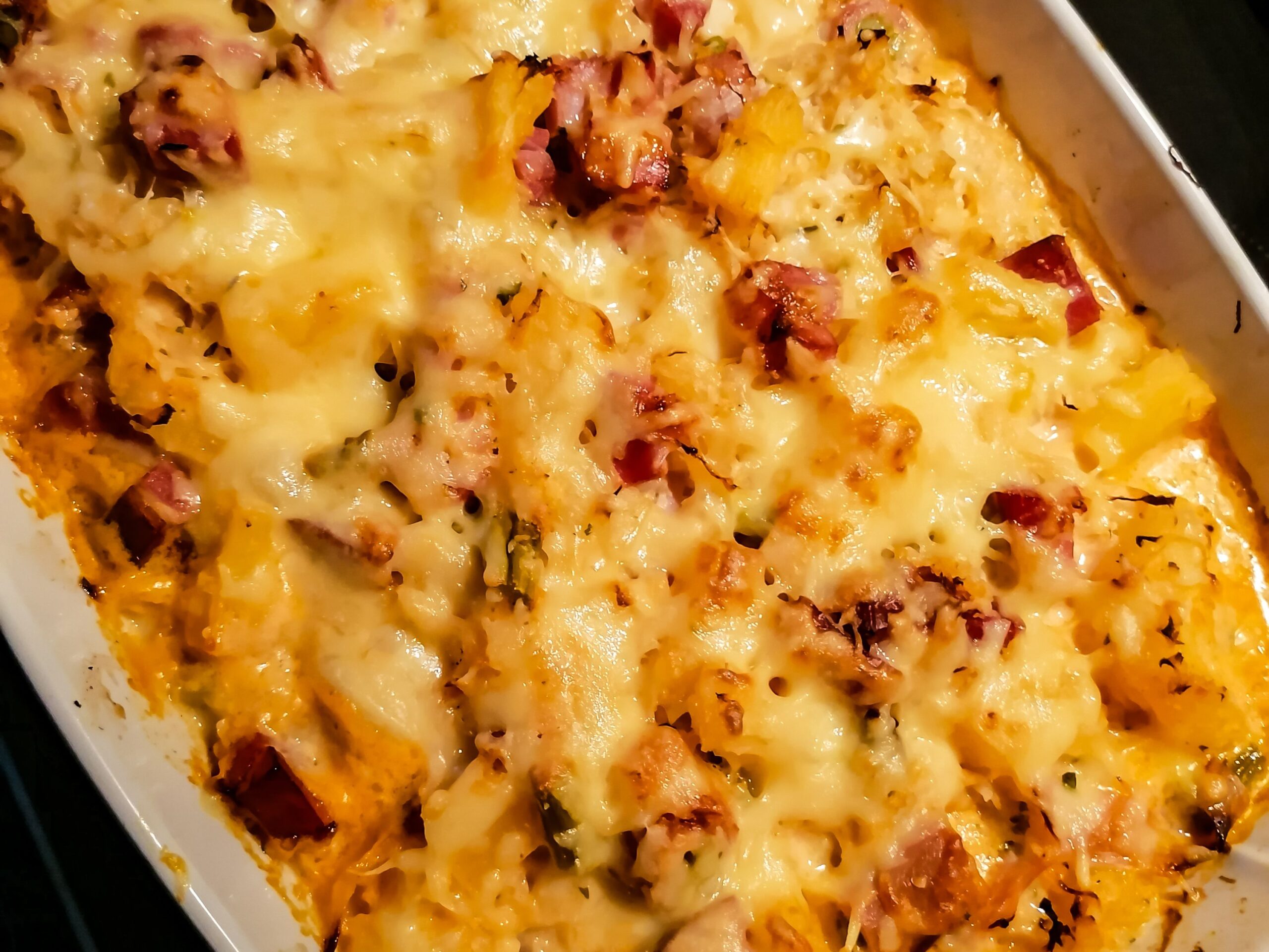 Sauerkraut casserole with potatoes and smoked pork