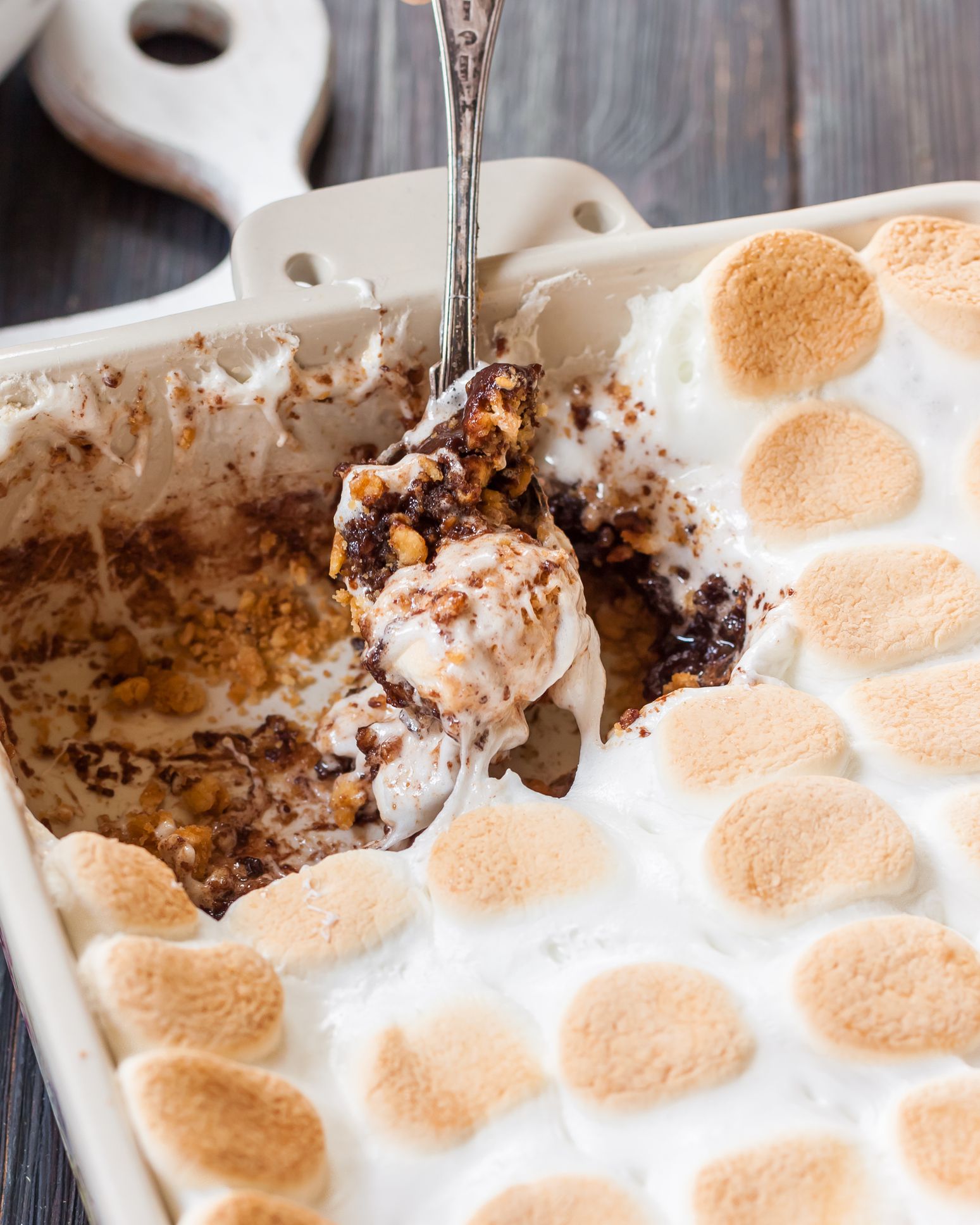 brownie with cookies, nuts and marshmallow
